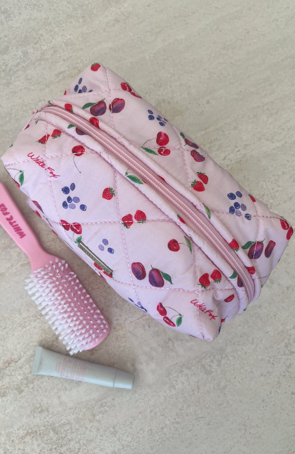 White Fox Getting Ready Cosmetic Bag Pink Berries