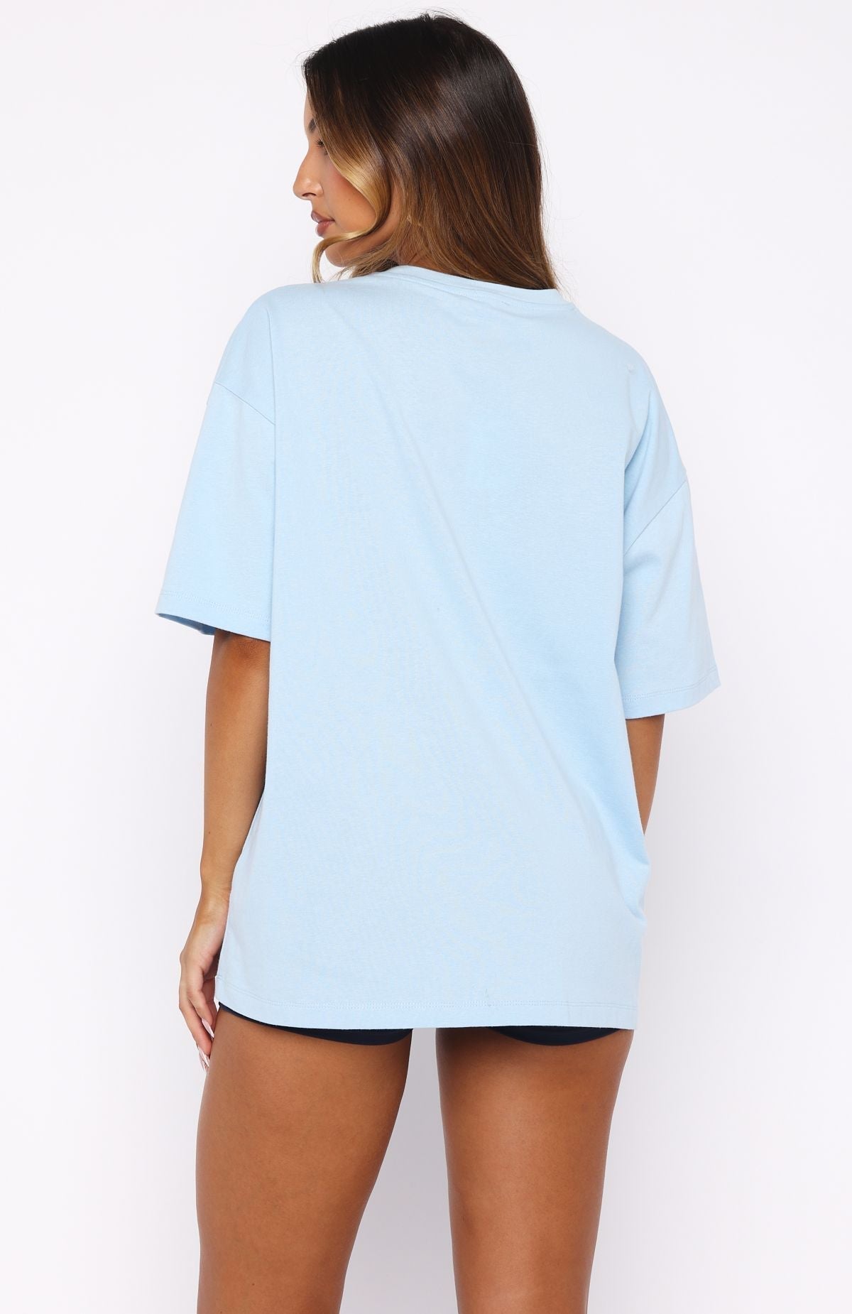 White Fox Treasured Memories Oversized Tee Baby Blue