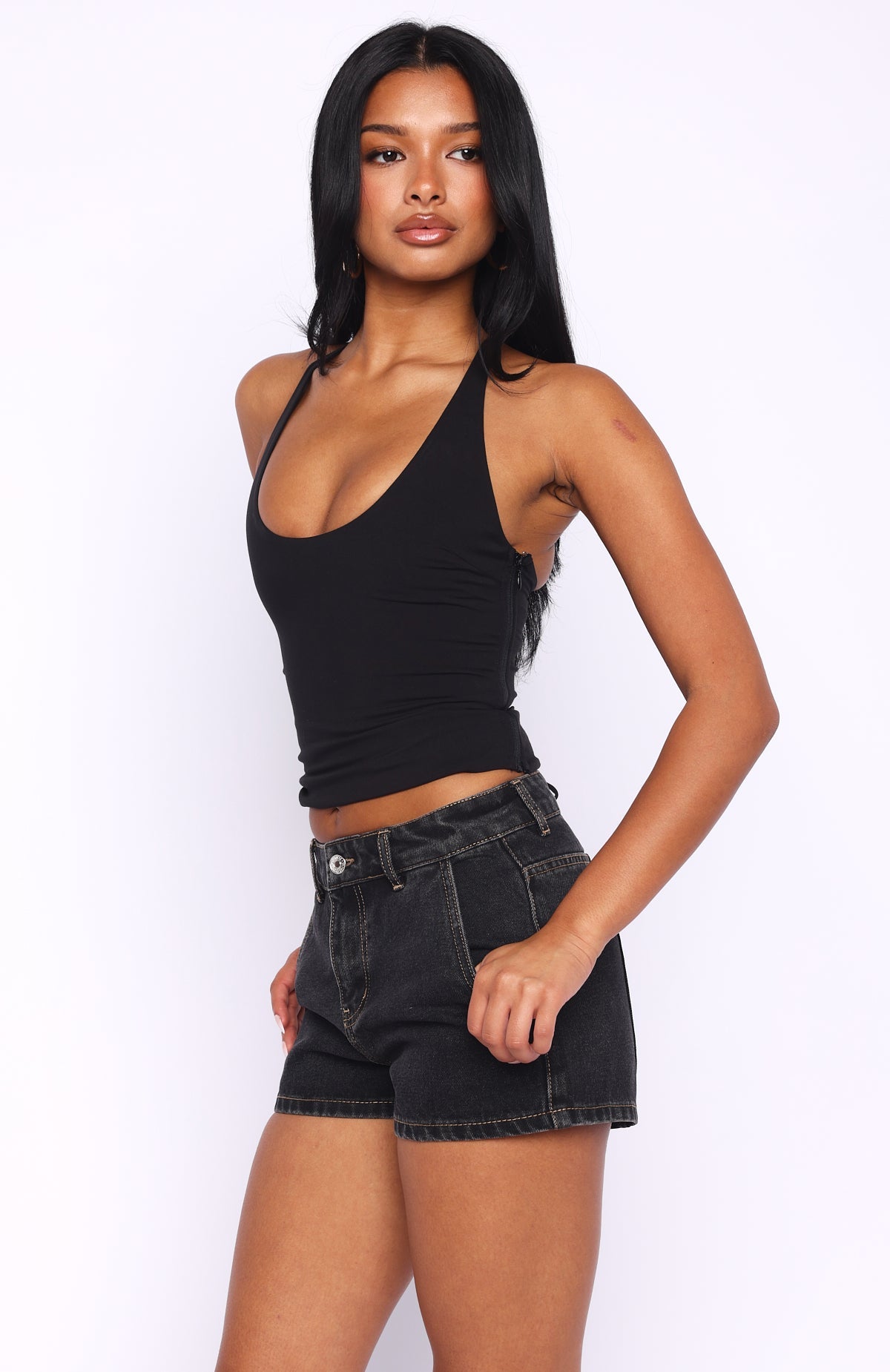 White Fox Sunbliss Halter Top Black