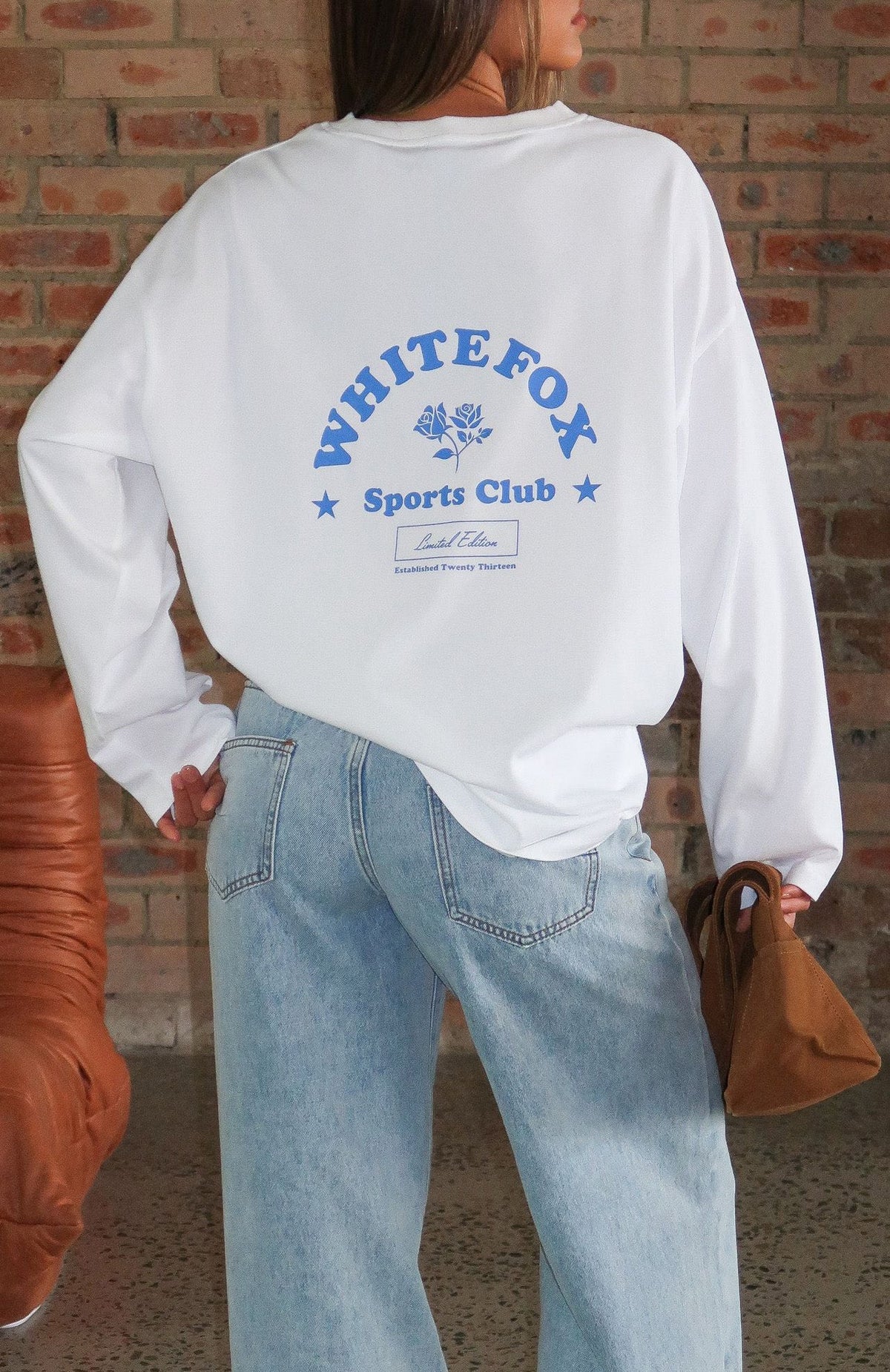 White Fox Little Bit Loud Oversized Long Sleeve Tee White