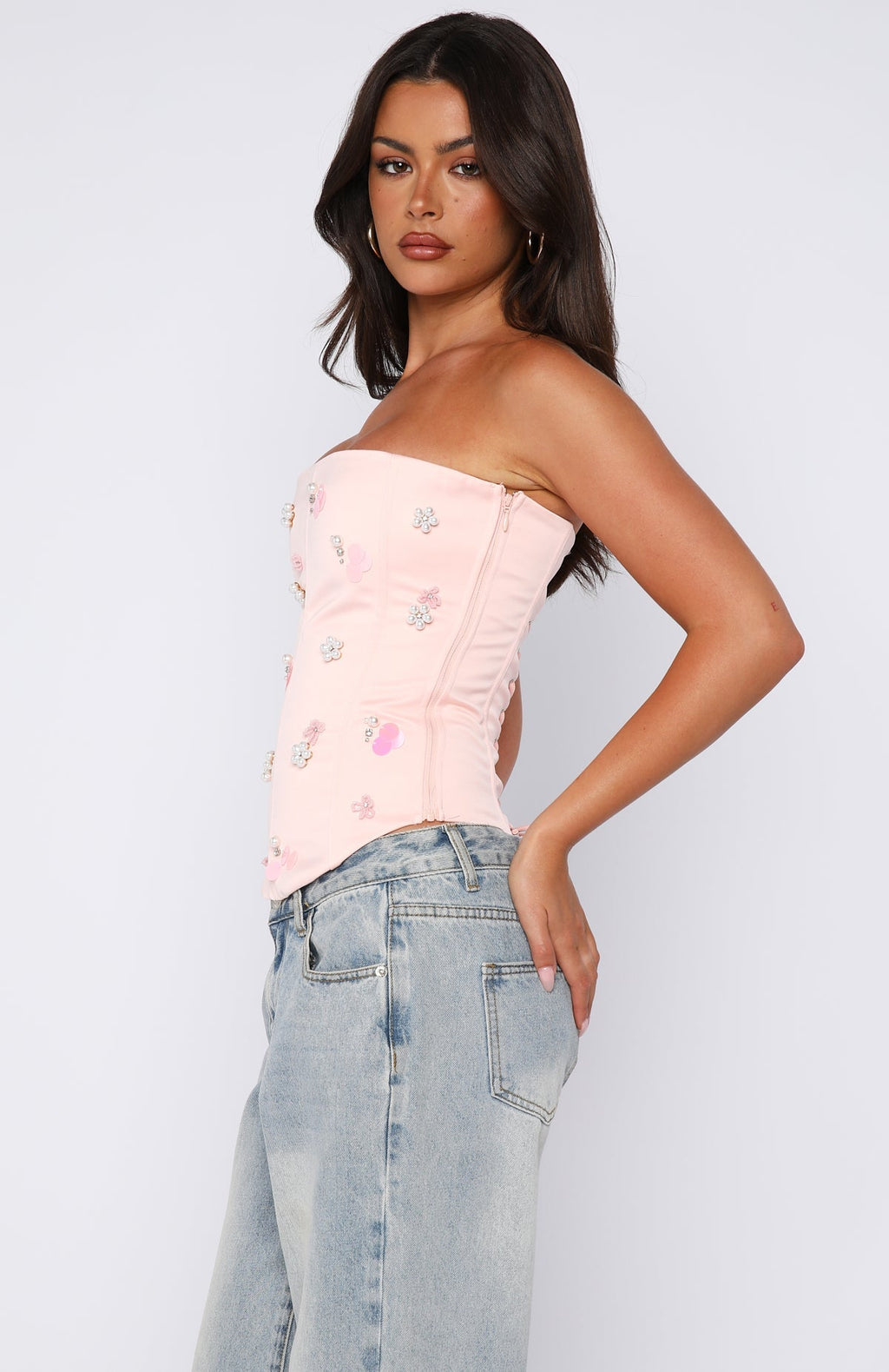 White Fox Summer Love Strapless Bustier Baby Pink
