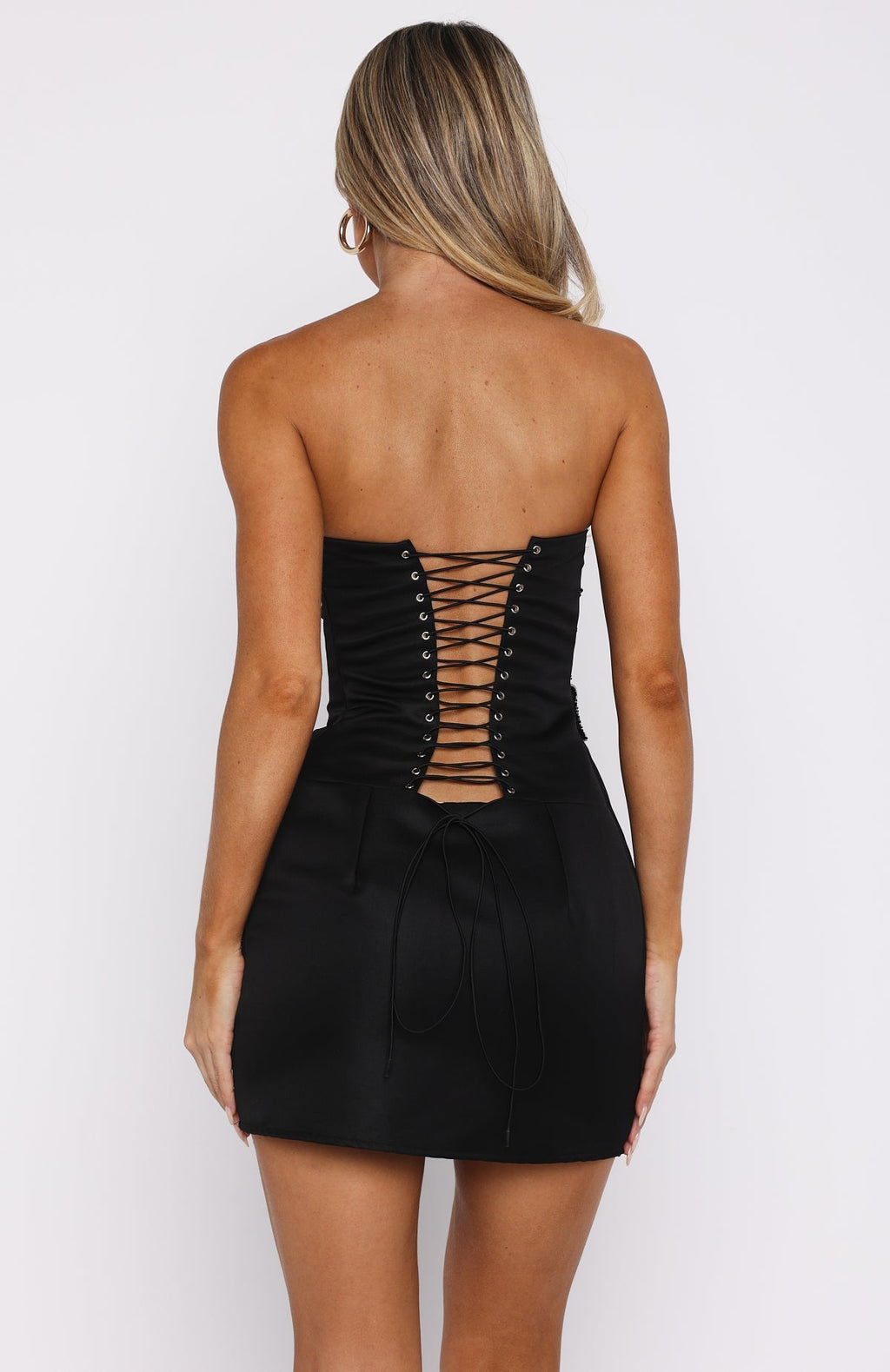 White Fox Rendezvous Strapless Mini Dress Black