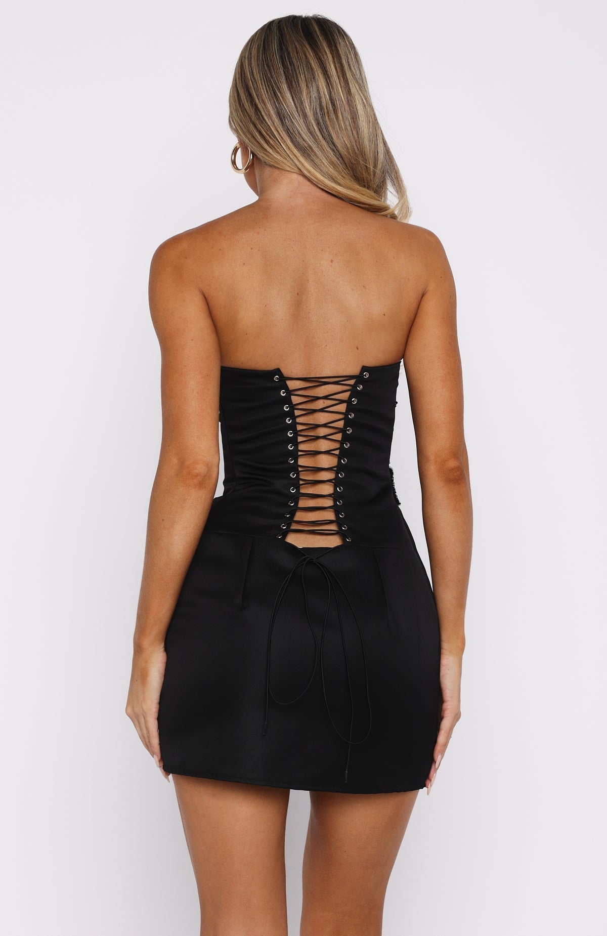 White Fox Rendezvous Strapless Mini Dress Black