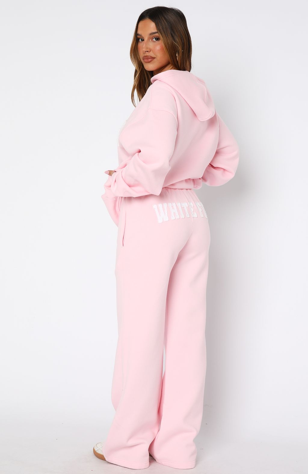 White Fox Shout It Out Wide Leg Sweatpants Pink