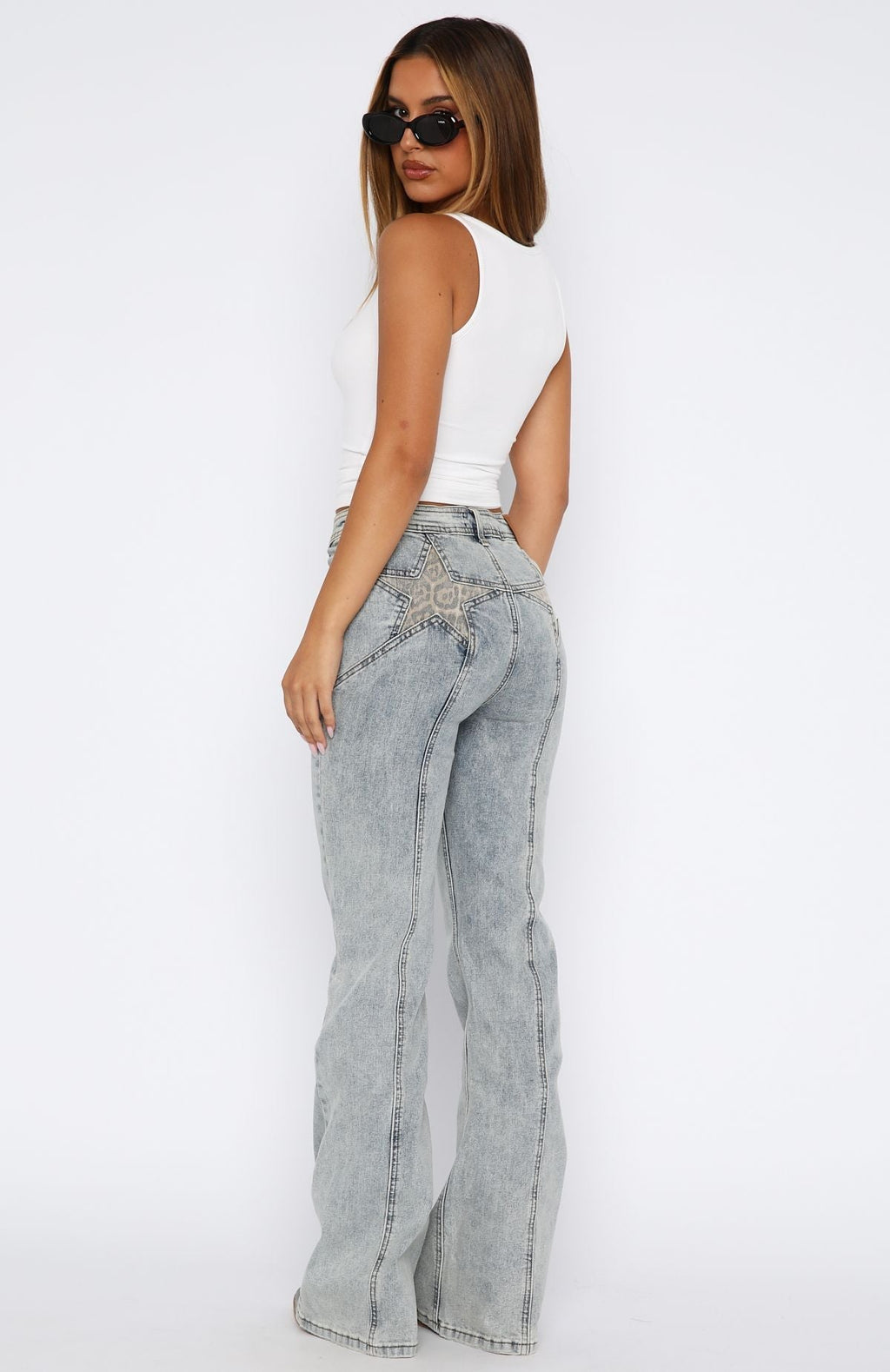 White Fox Zoe High Rise Bootleg Jeans Light Blue Acid