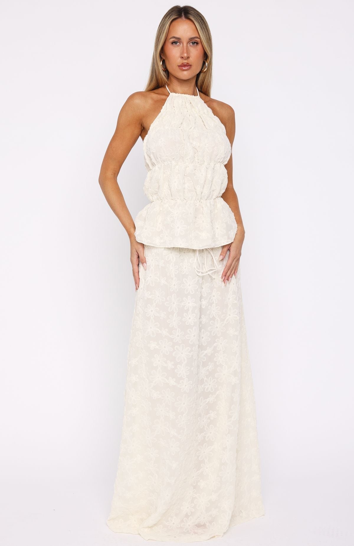 White Fox Slay Today Maxi Skirt Cream