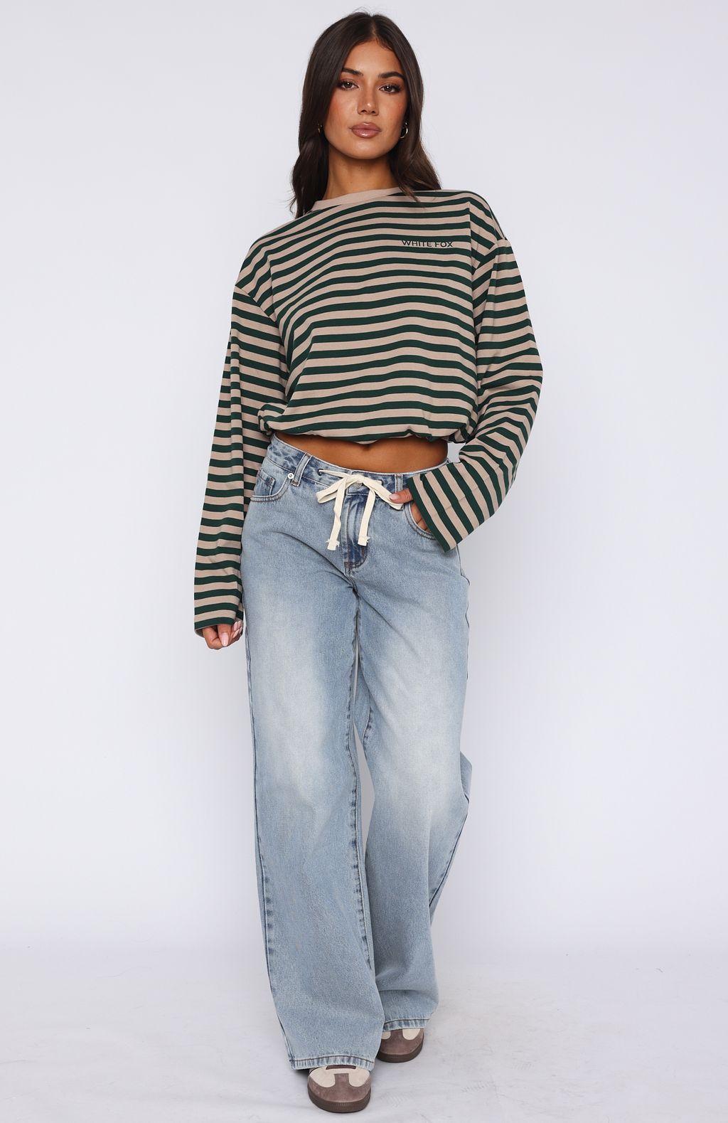 White Fox Kendall Mid Rise Wide Leg Jeans Light Blue