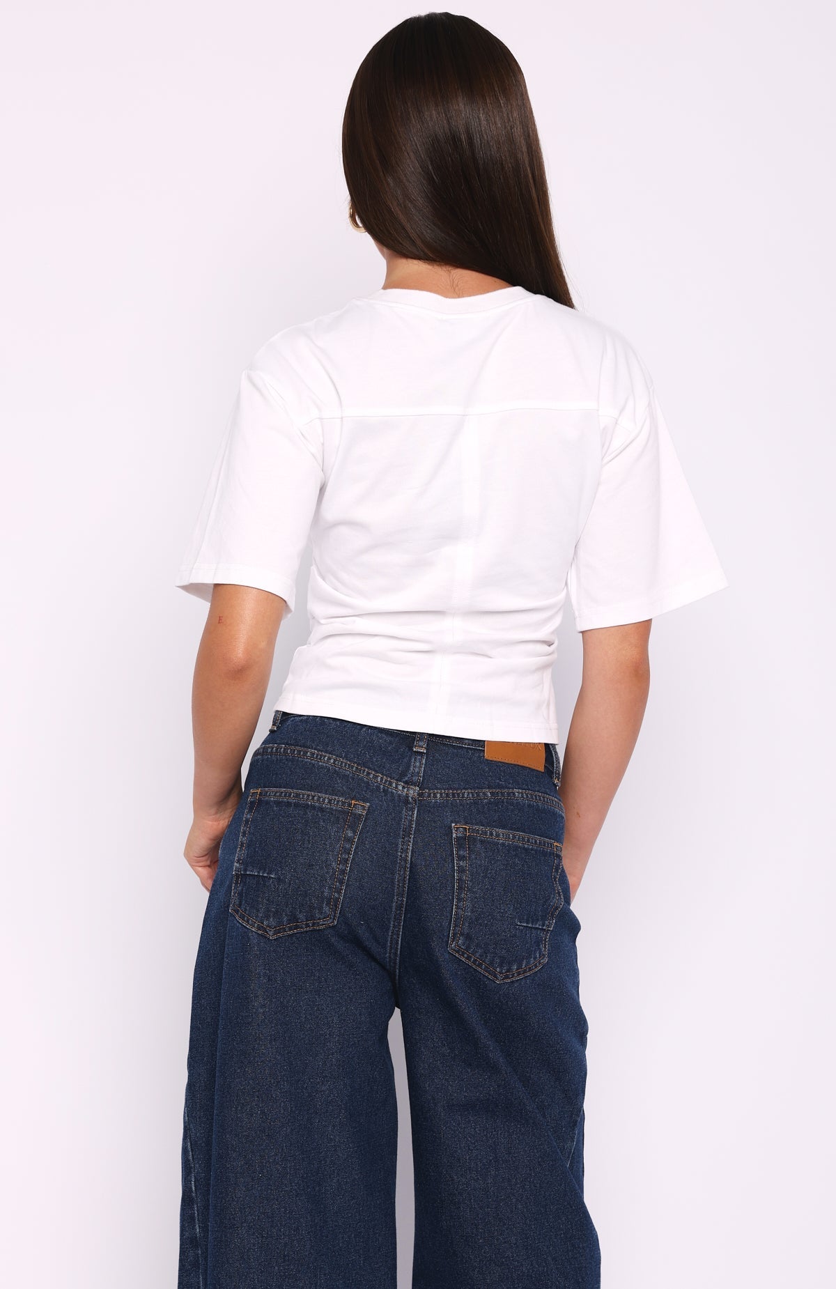 White Fox Destination Unknown Cinched Waist Boxy Tee White