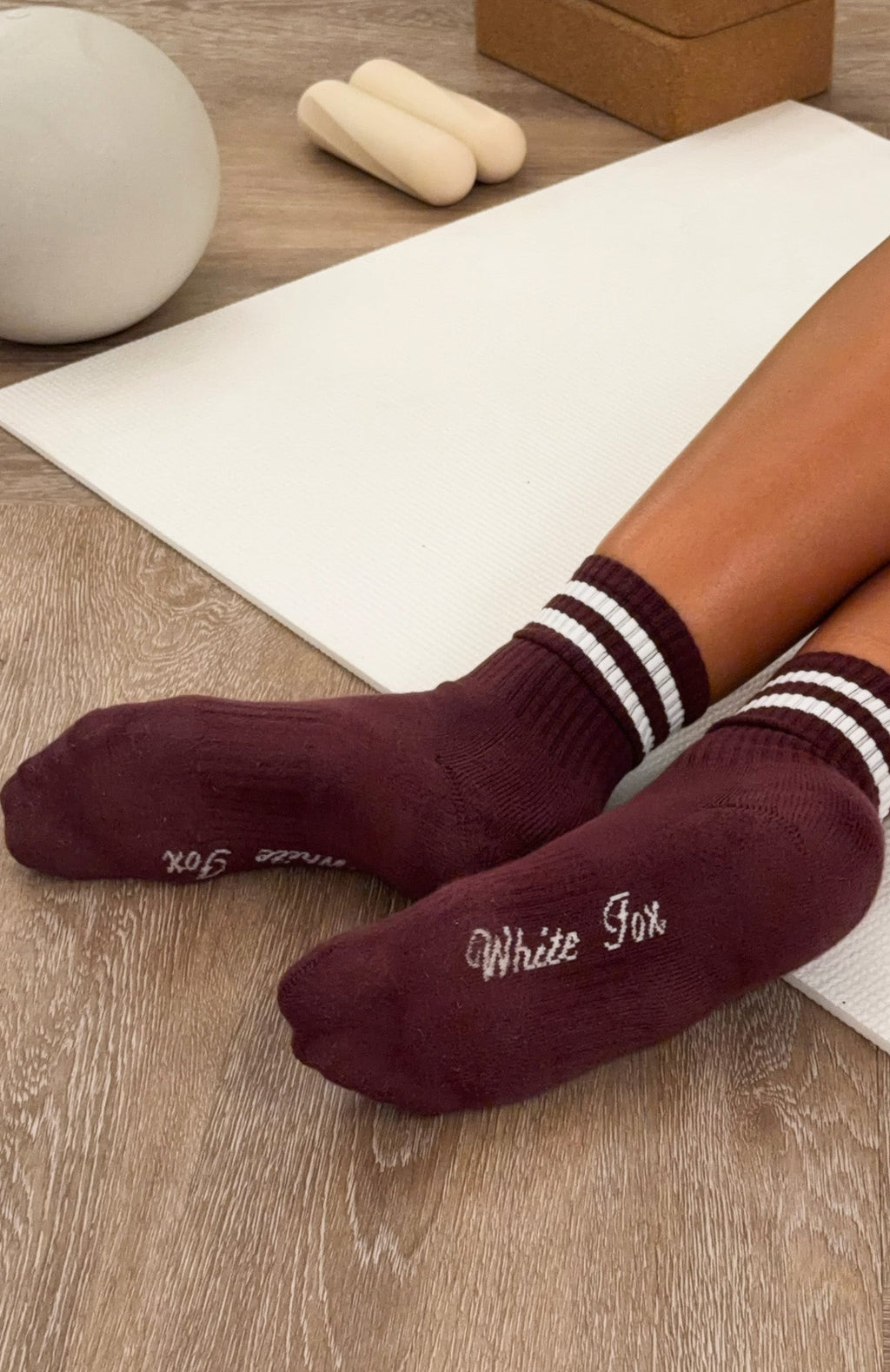 White Fox Grounded Socks Merlot/Cream