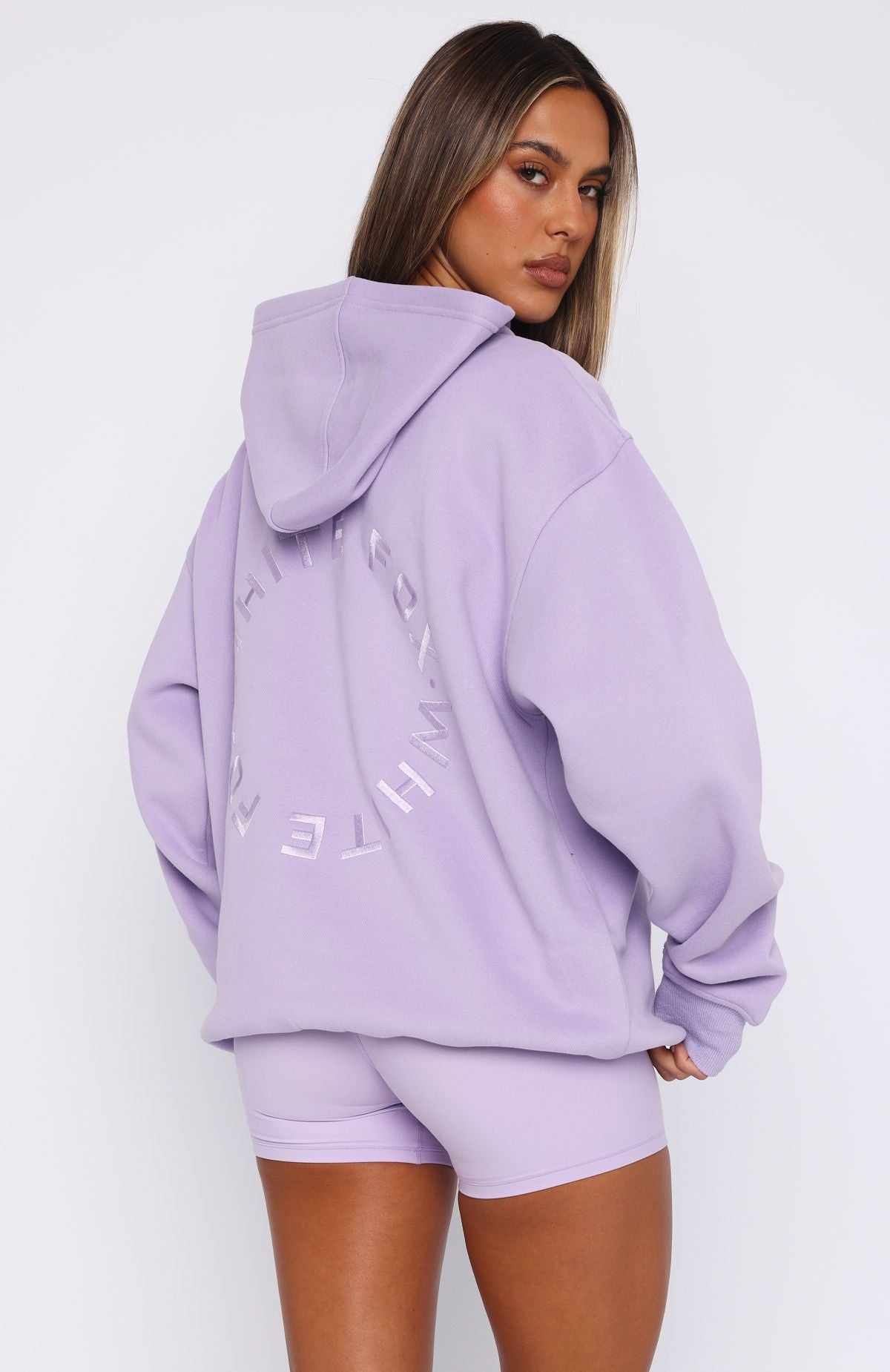 White Fox Stay Lifted Oversized Hoodie Lavender