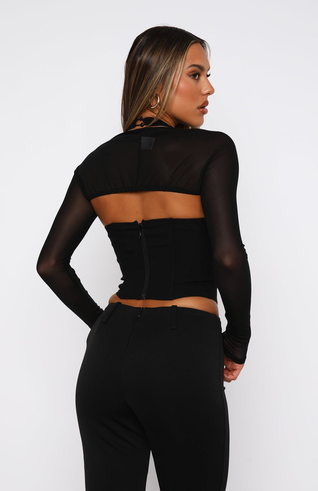 White Fox Favourite Person Long Sleeve Bustier Black