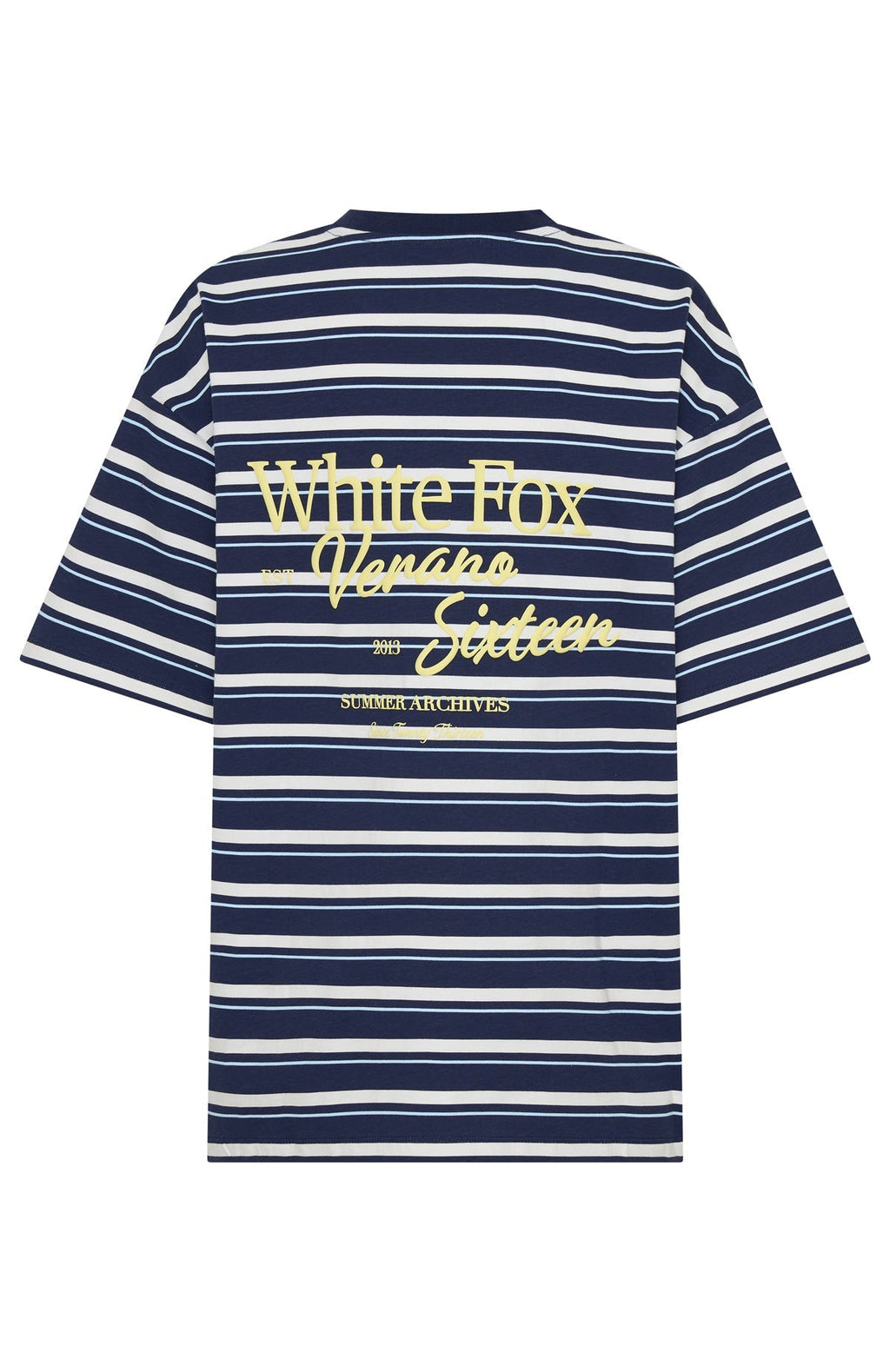 White Fox Verano Sixteen Viola Oversized Tee Navy Stripe