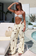 White Fox Tropic Muse Pants Cream/Choc Polka Dot