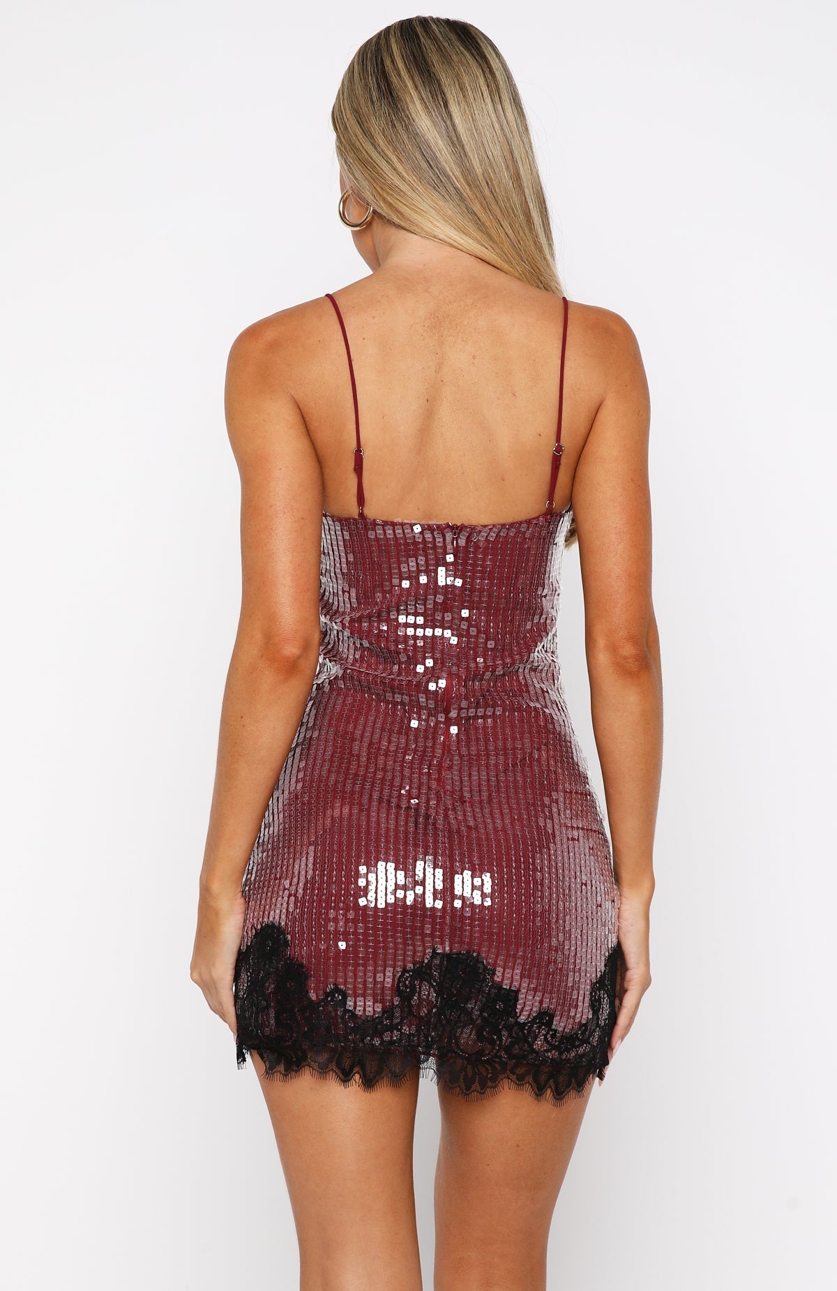 White Fox Taking It Easy Sequin Mini Dress Wine