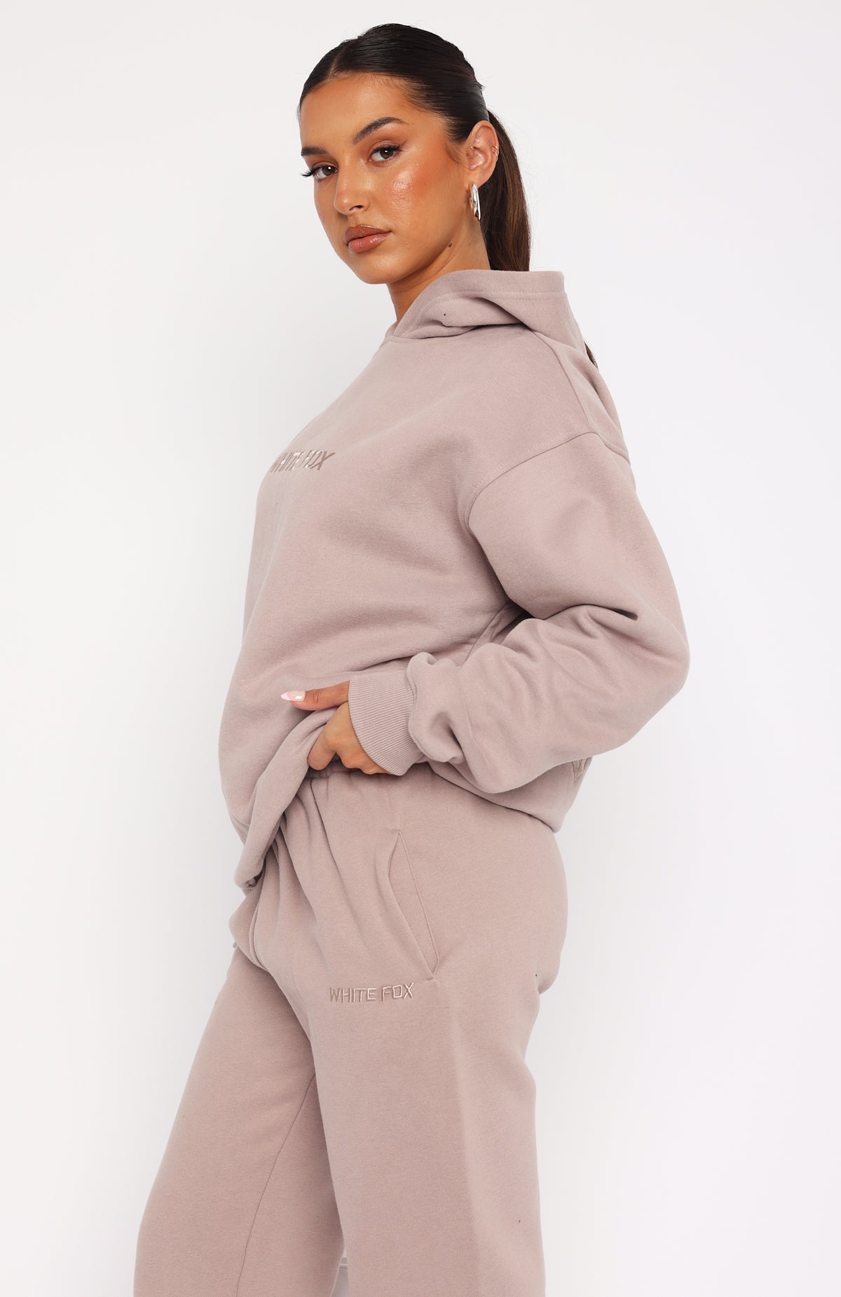 White Fox Stay Lifted Oversized Hoodie Cinnamon