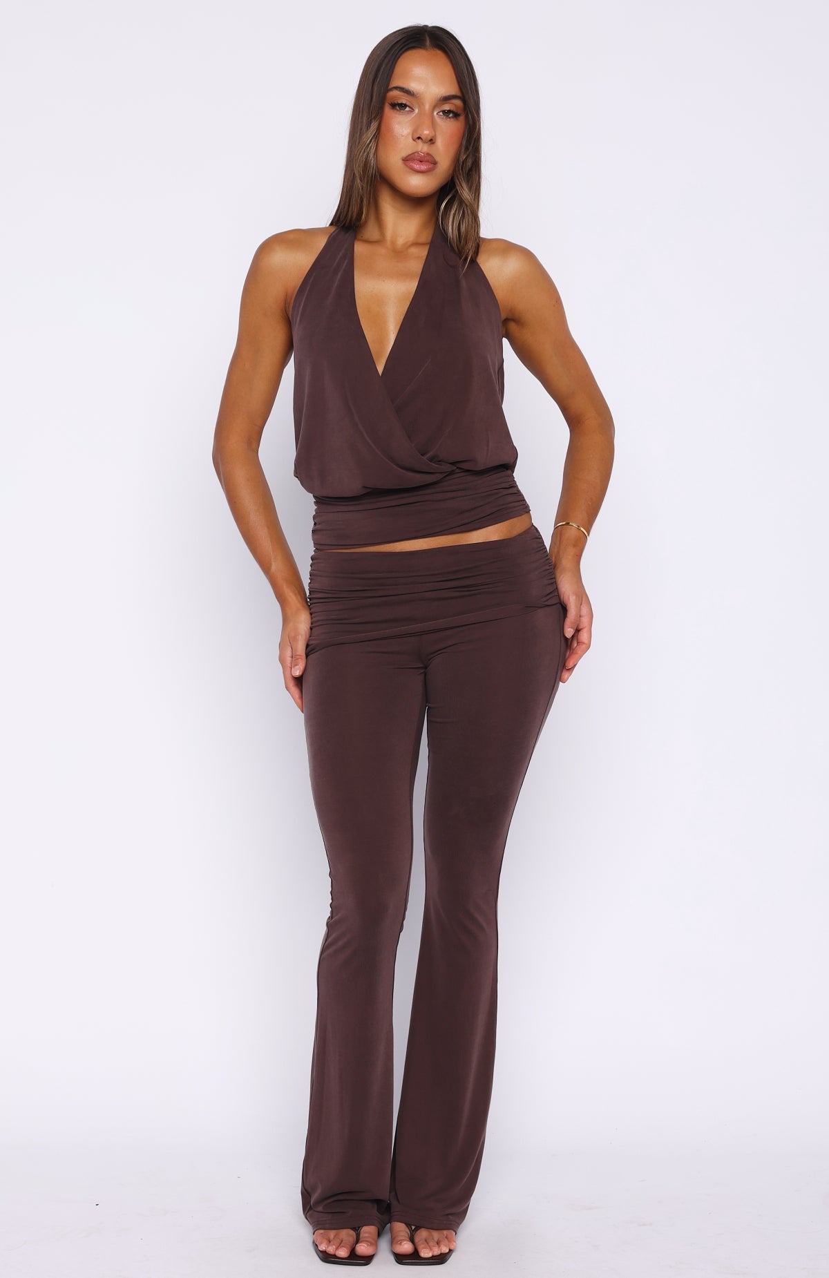 White Fox On Display Halter Top Chocolate