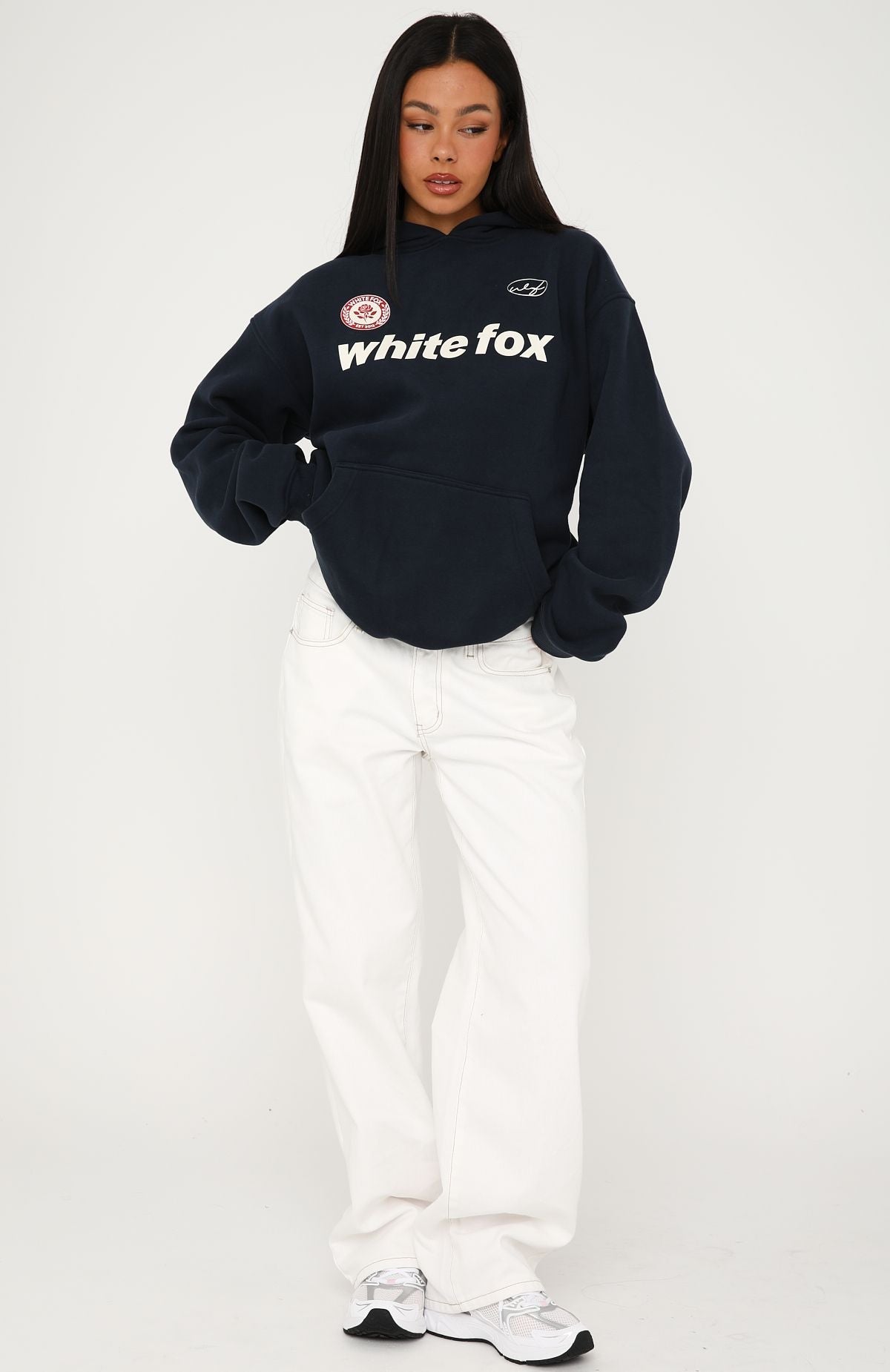 White Fox No Matter What Happens Oversized Hoodie Navy