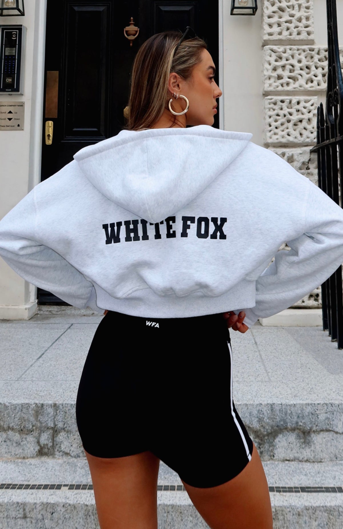White Fox Stepping Out Cropped Hoodie Grey Marle