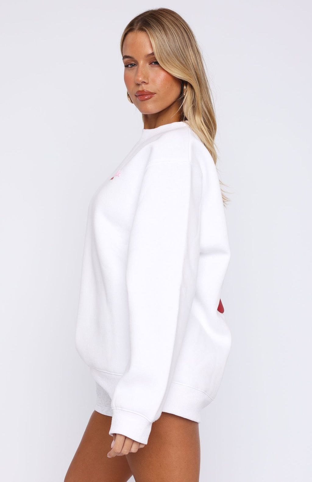 White Fox Fell So Hard Oversized Sweater White