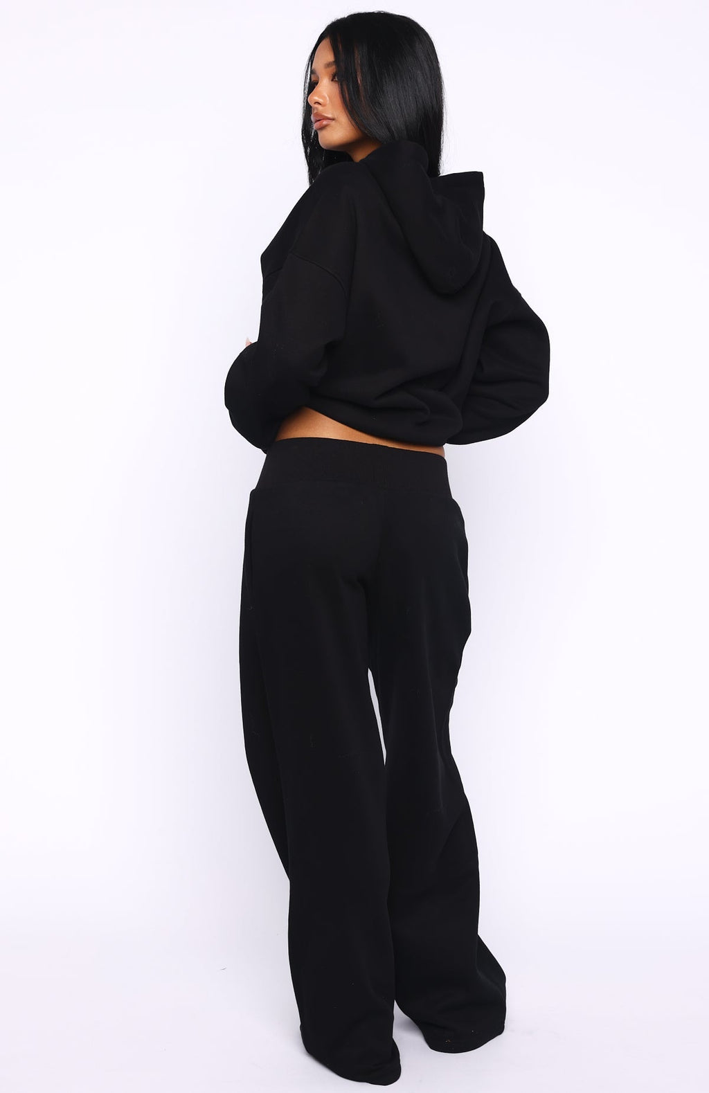 White Fox Come A Long Way Wide Leg Sweatpants Black