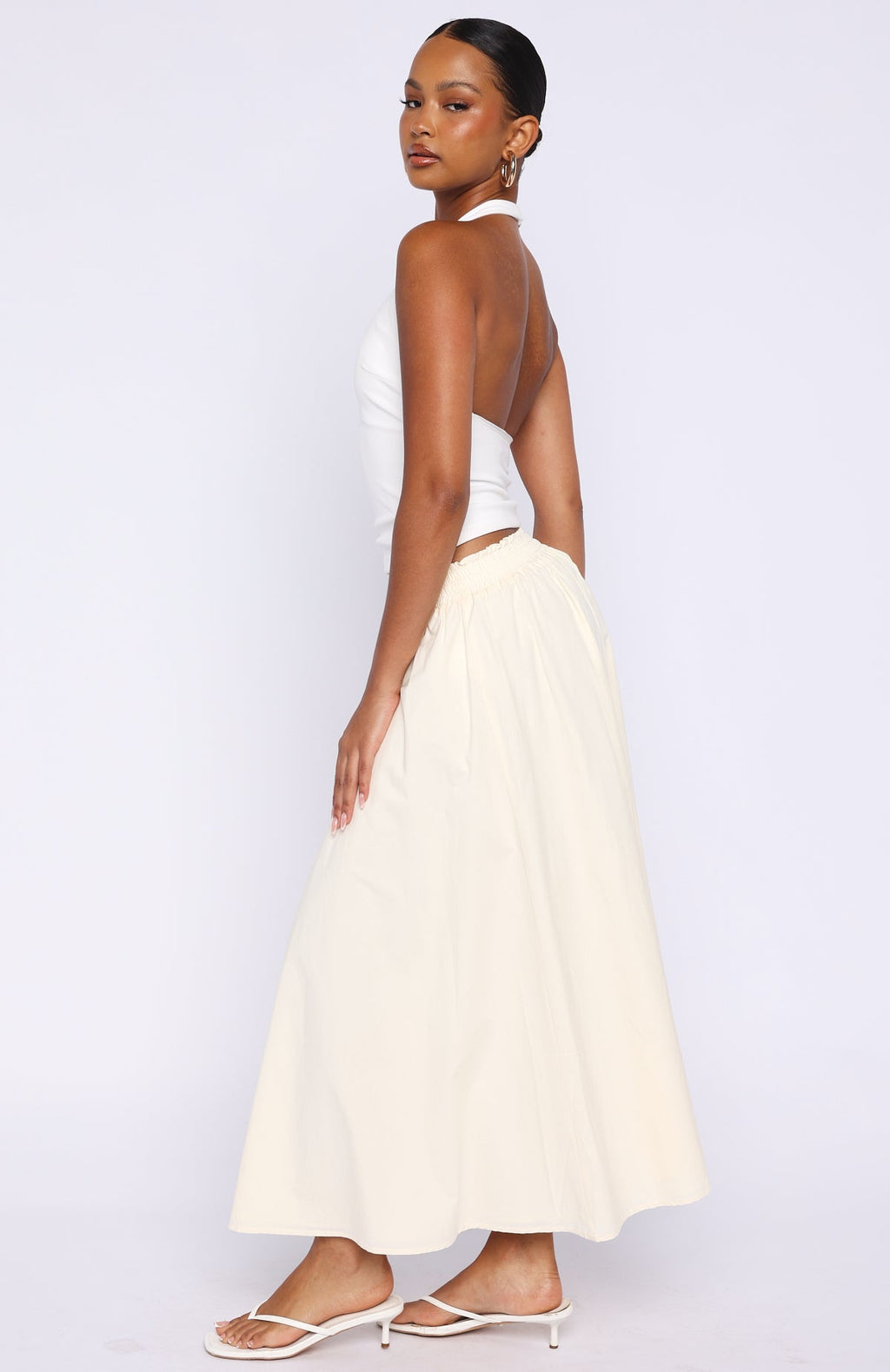 White Fox Lost In Your Love Maxi Skirt Cream