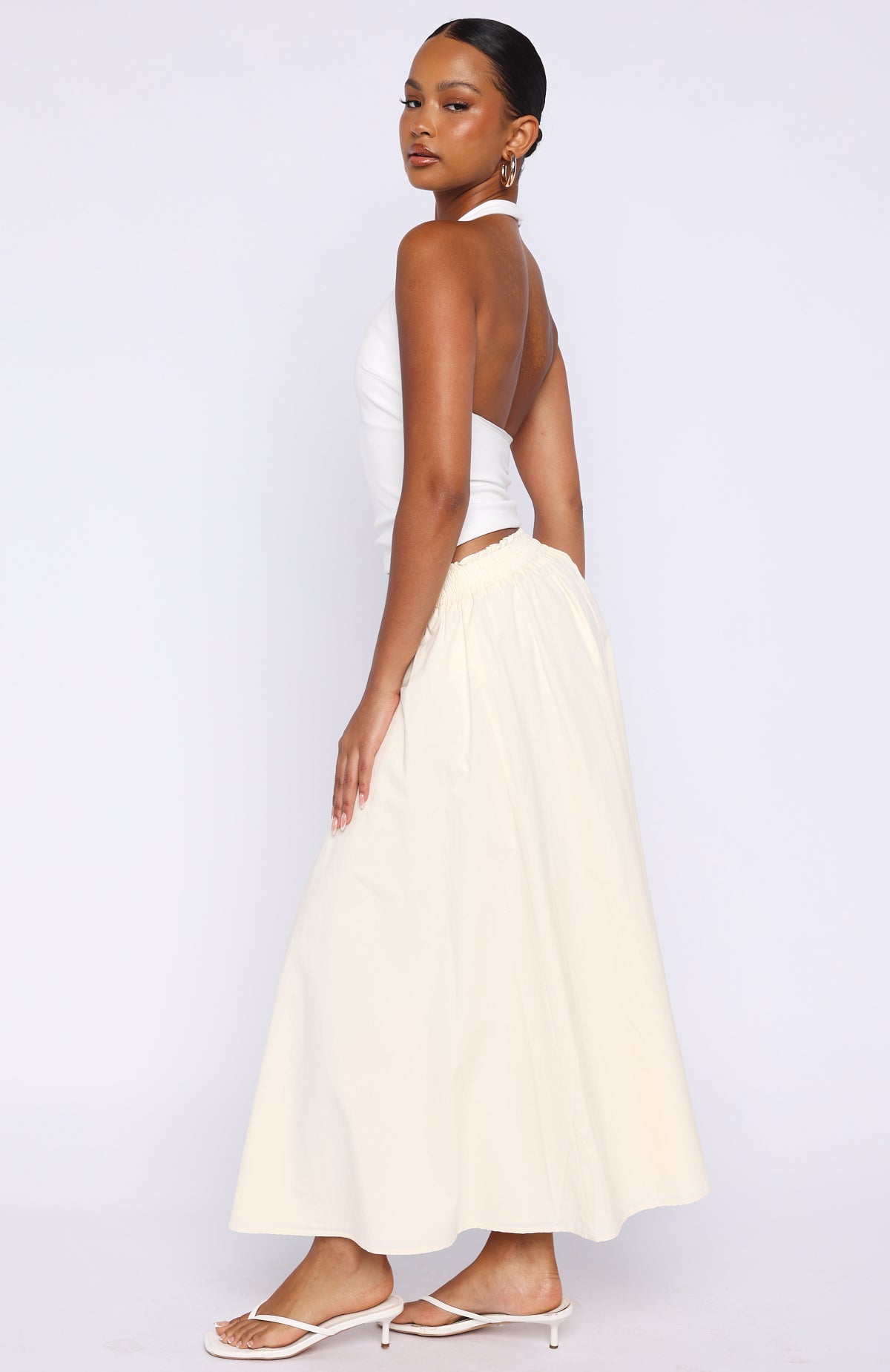 White Fox Lost In Your Love Maxi Skirt Cream