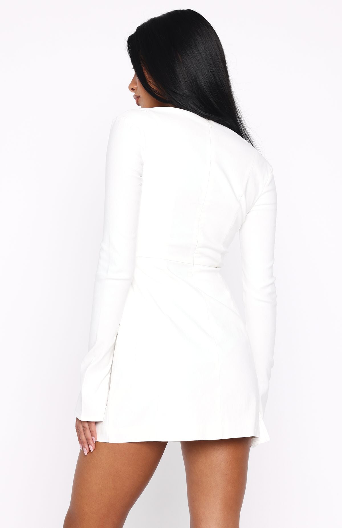 White Fox Living For Love Long Sleeve Mini Dress Off White