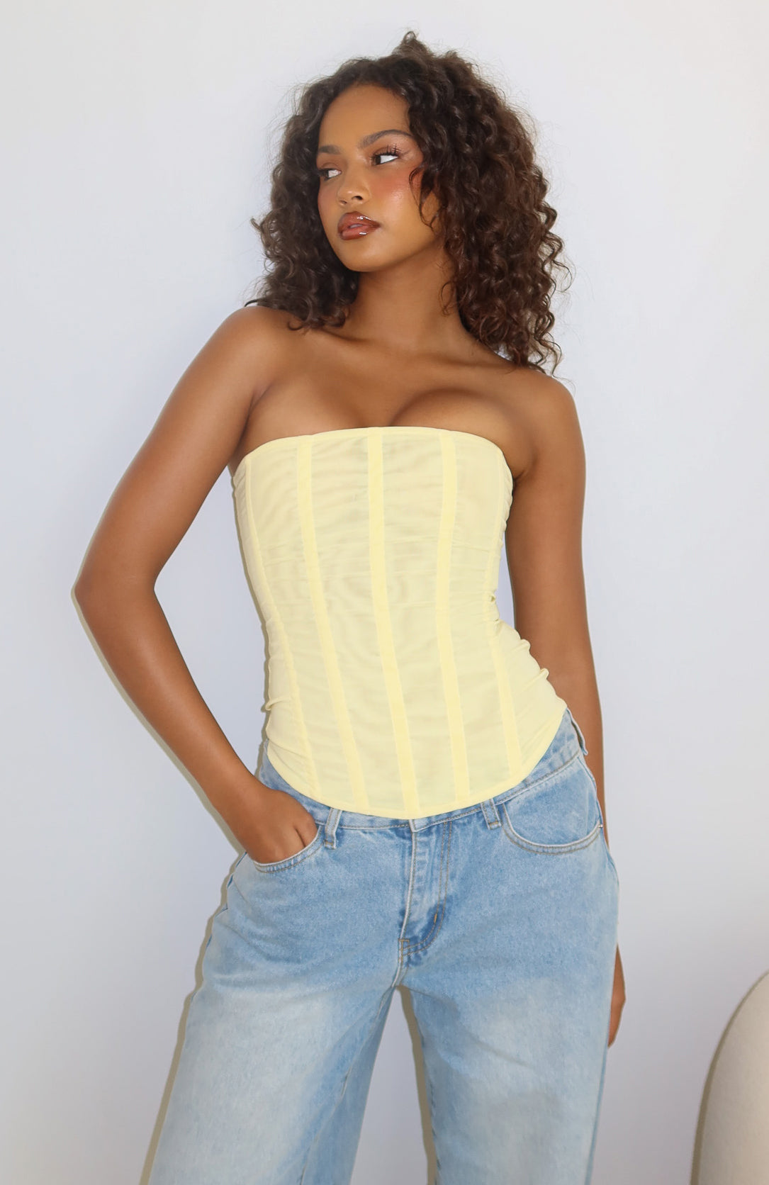White Fox Tell Me A Secret Strapless Bustier Lemon