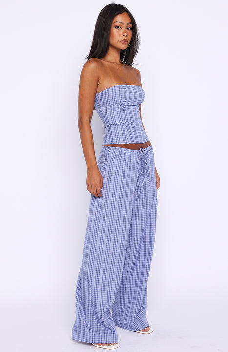 White Fox Promise Me This Pants Navy Check