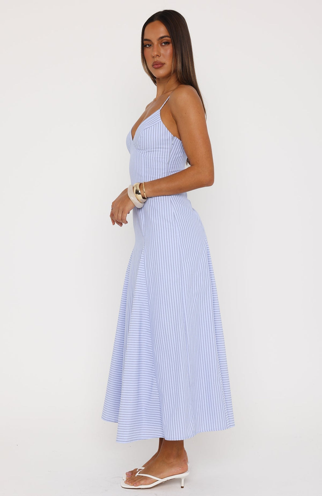White Fox Truly Unforgettable Maxi Dress Blue Stripe