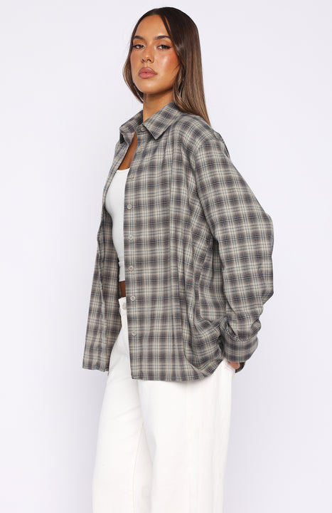 White Fox At First Light Button Up Shirt Blue/Grey Check