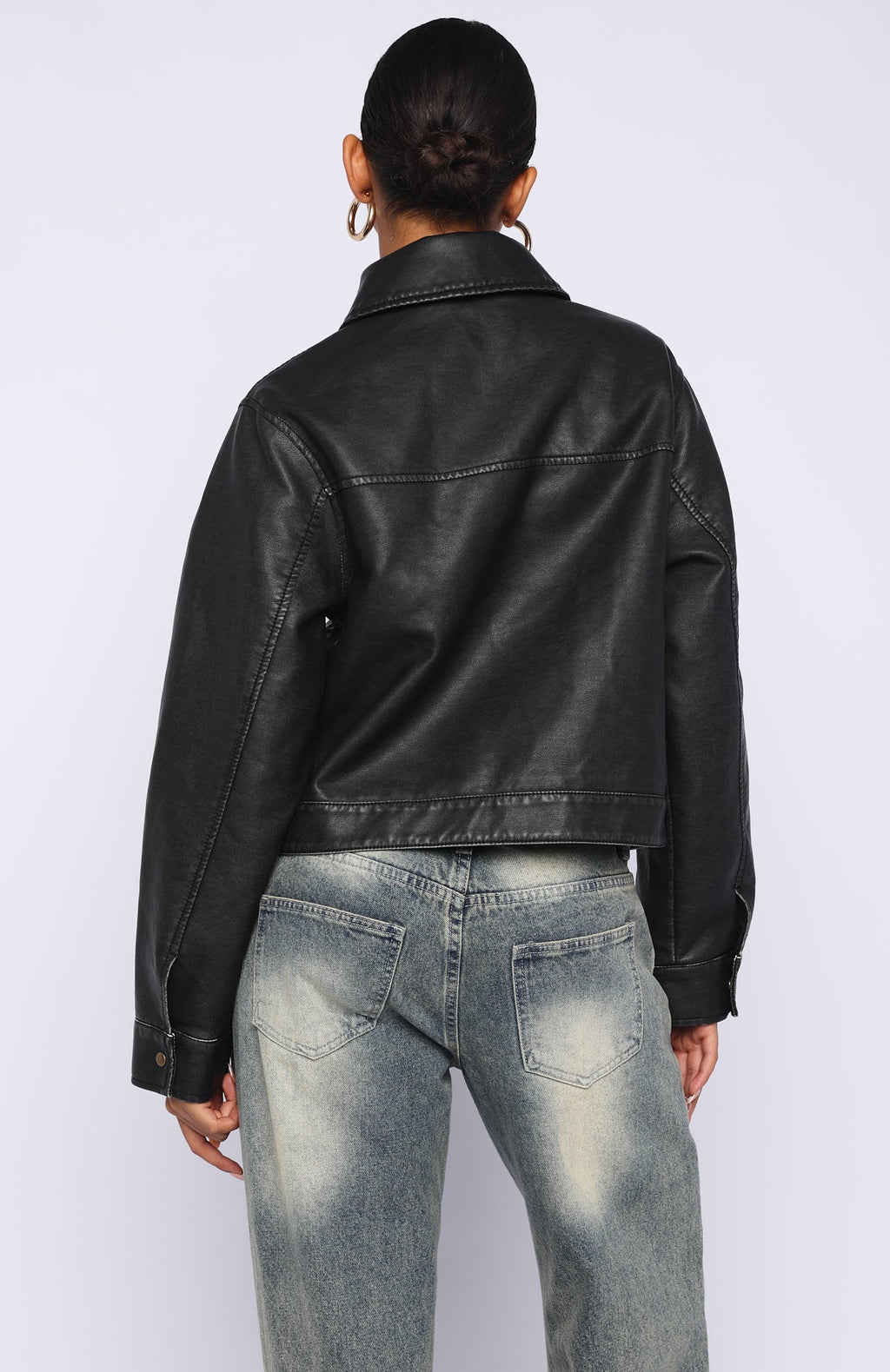 White Fox I Know Love PU Jacket Black