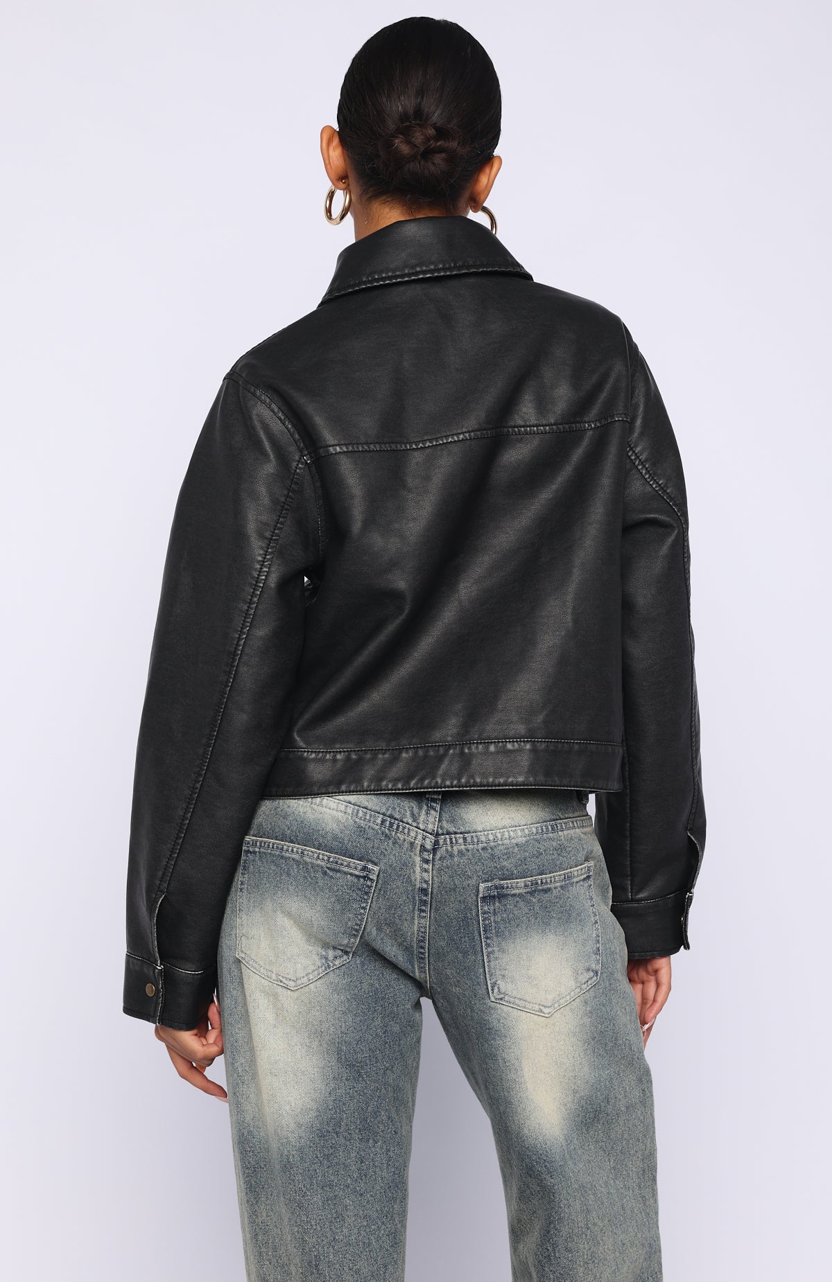 White Fox I Know Love PU Jacket Black