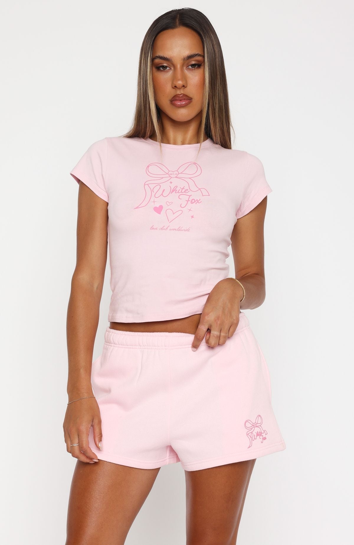 White Fox Love You Forever Baby Tee Pink