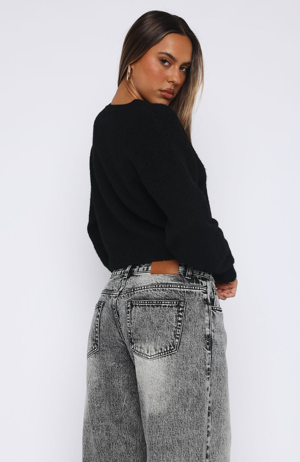 White Fox Warm Whispers Knit Cardigan Black