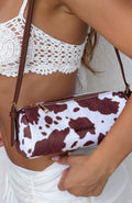 White Fox Gannon Shoulder Bag Faux Cow Hide