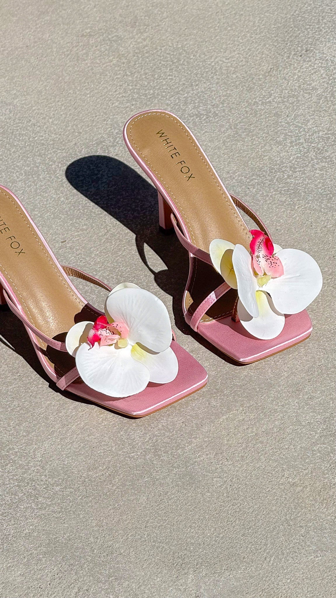 White Fox Megan Orchid Mules Pink Satin/White