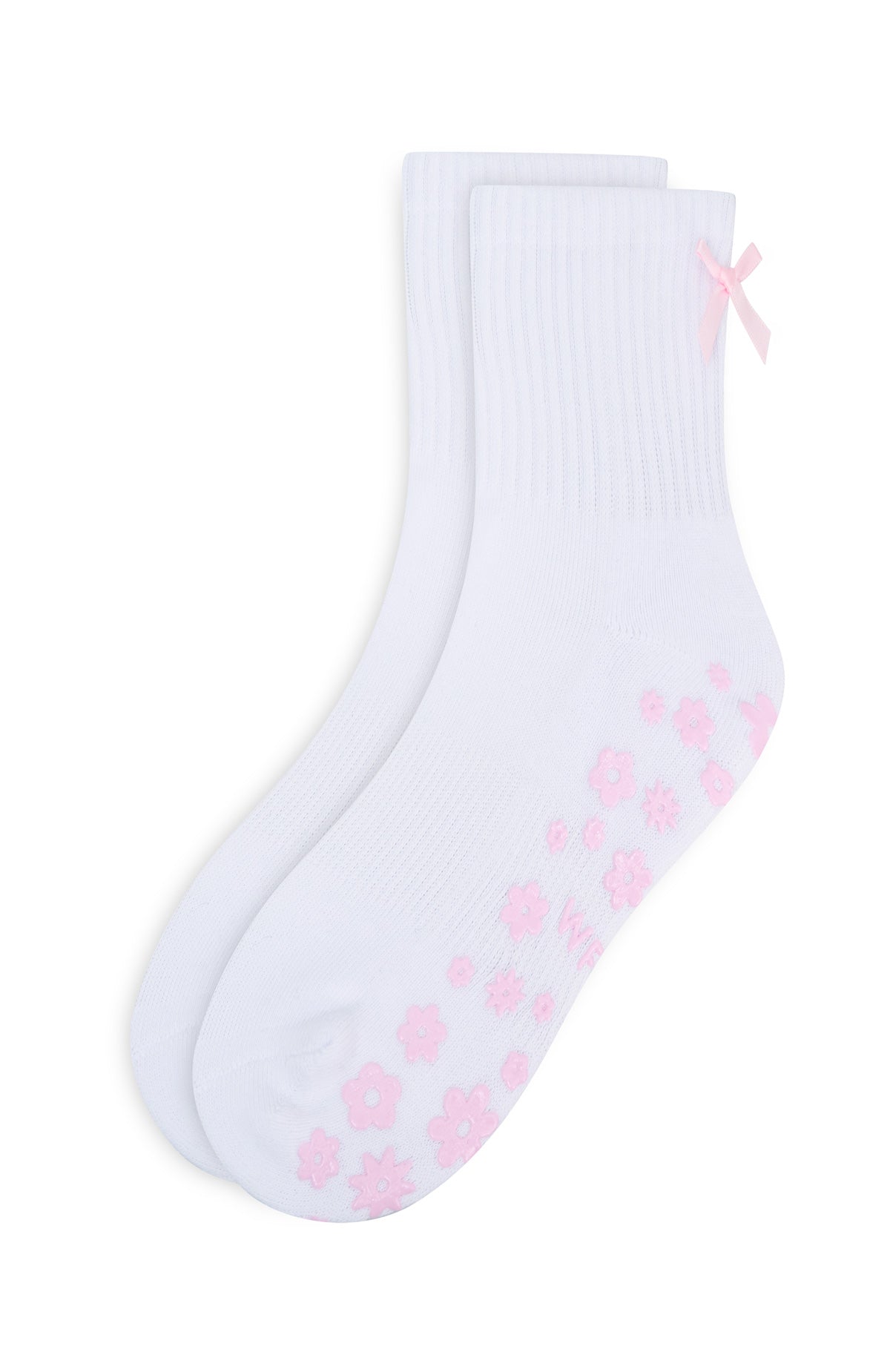 White Fox Flower Power Grip Socks Ballet Pink