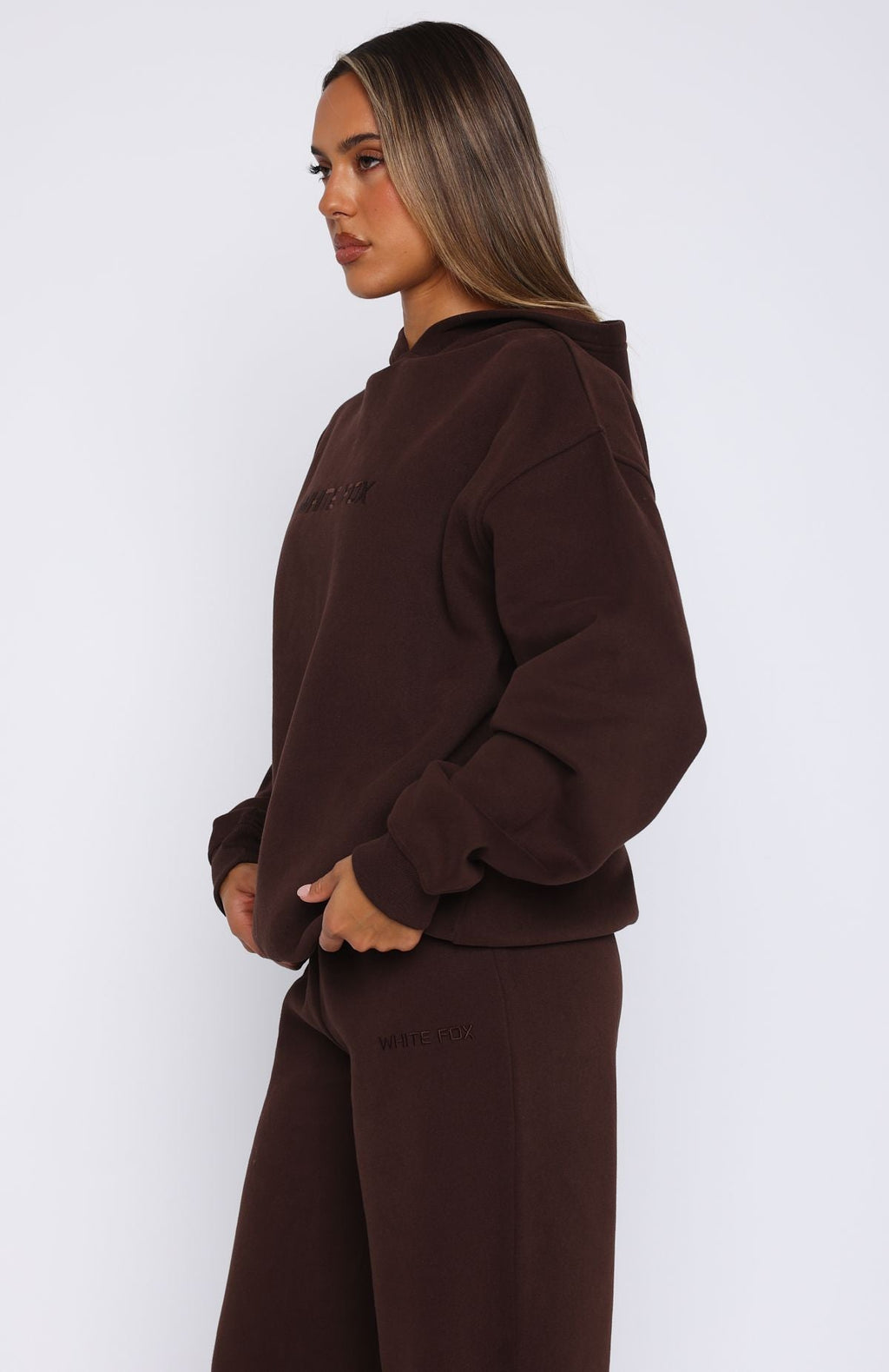 White Fox Stay Lifted Oversized Hoodie Bitter Chocolate