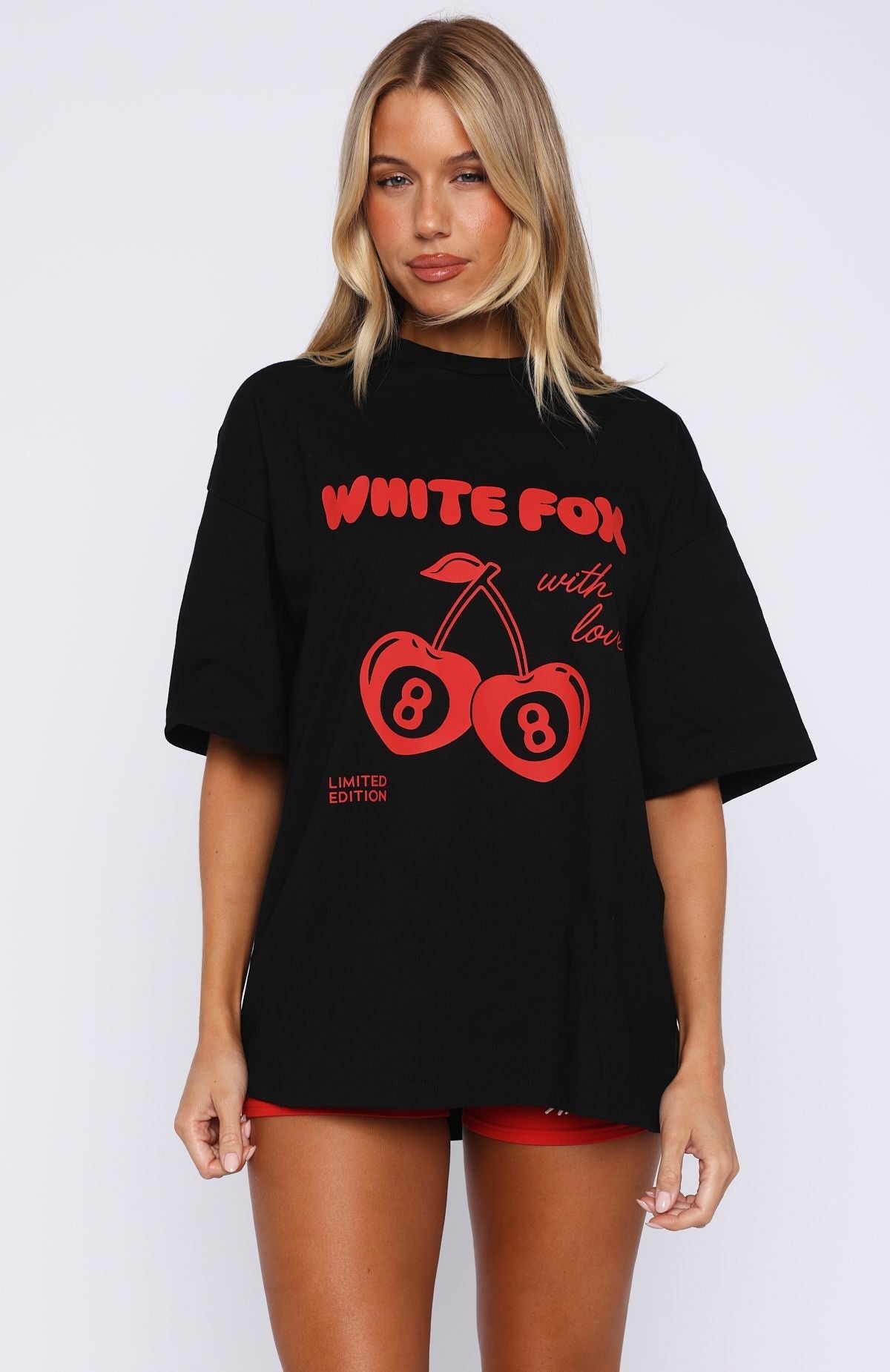 White Fox With Love In The Moment Oversized Tee Black