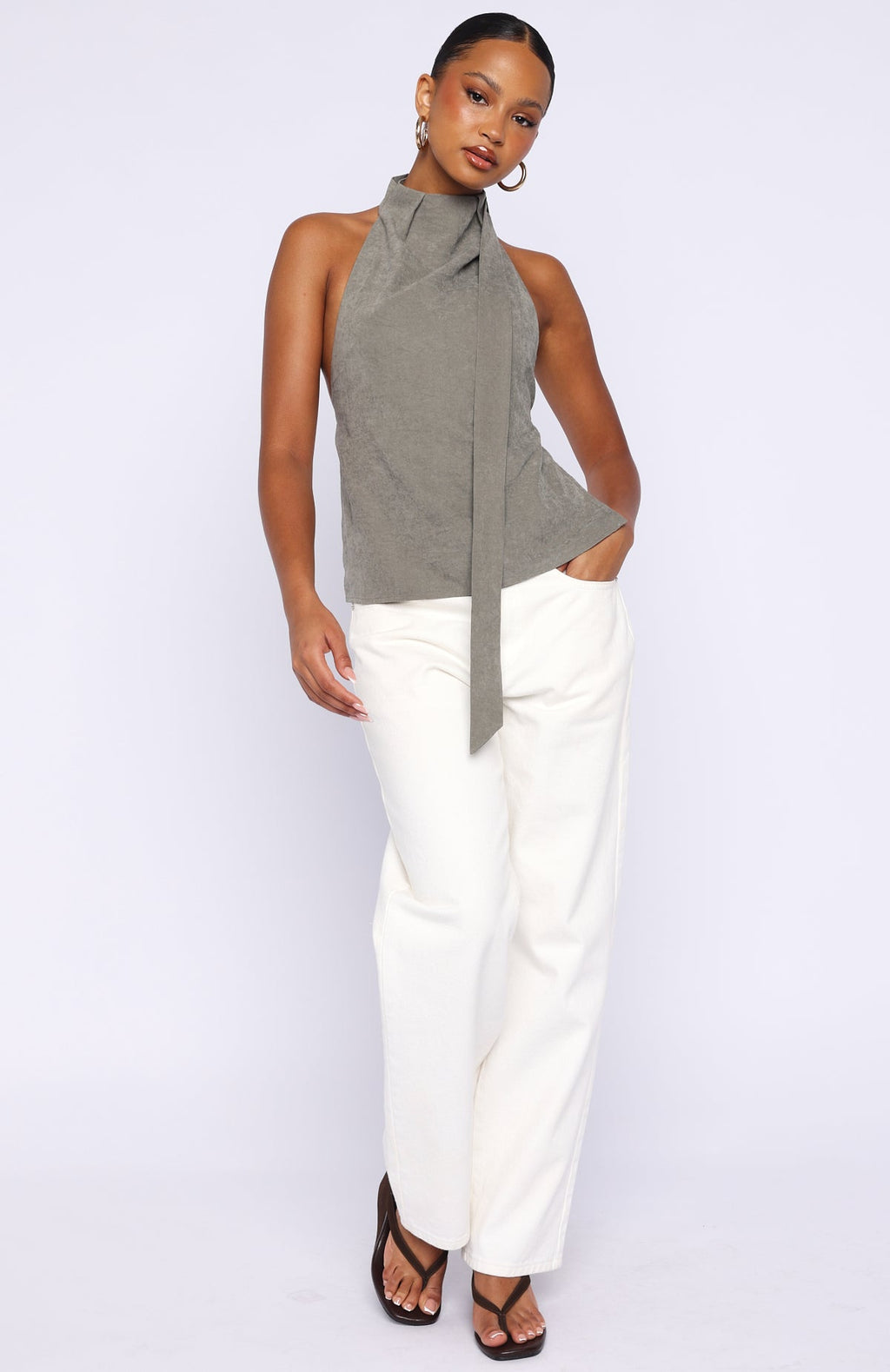 White Fox I'll Always Be Yours Halter Top Petrol