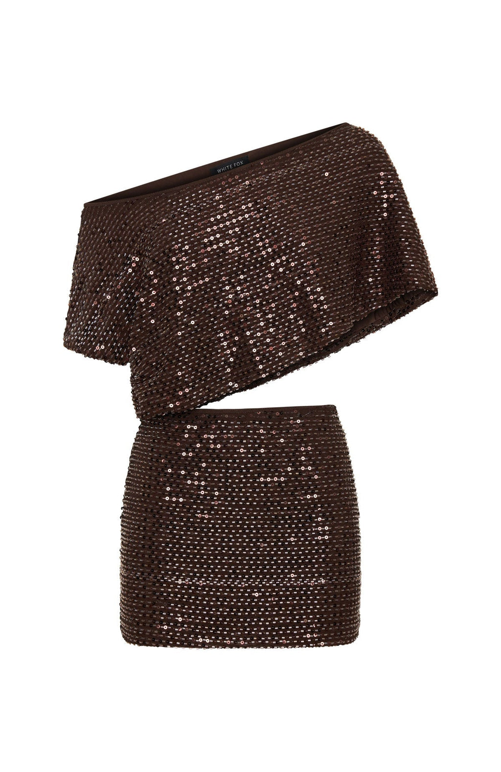 White Fox Skyline Beaded Mini Dress Chocolate