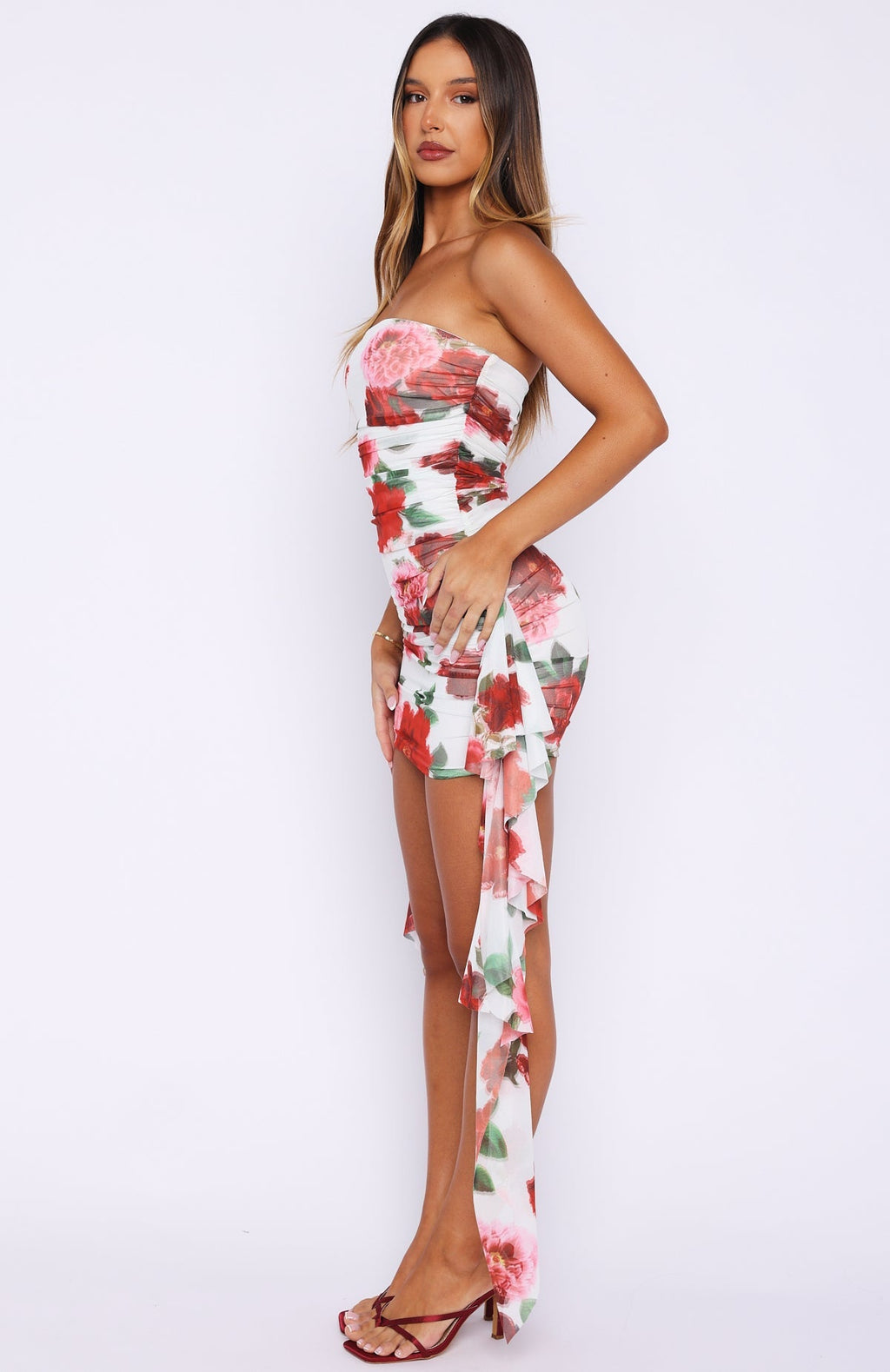White Fox Valentine Muse Strapless Mini Dress Heirloom Bloom