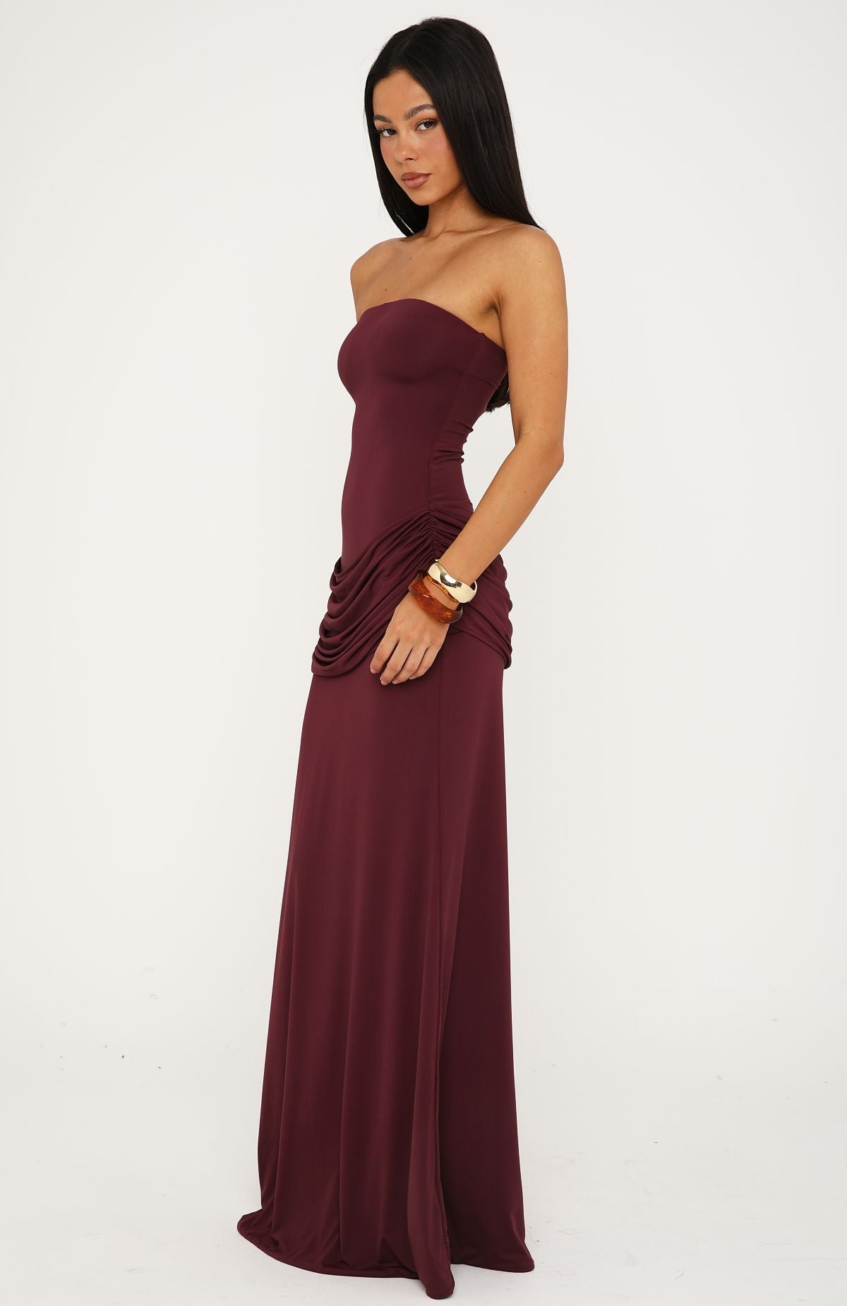 White Fox Make You Regret Strapless Maxi Dress Mauve