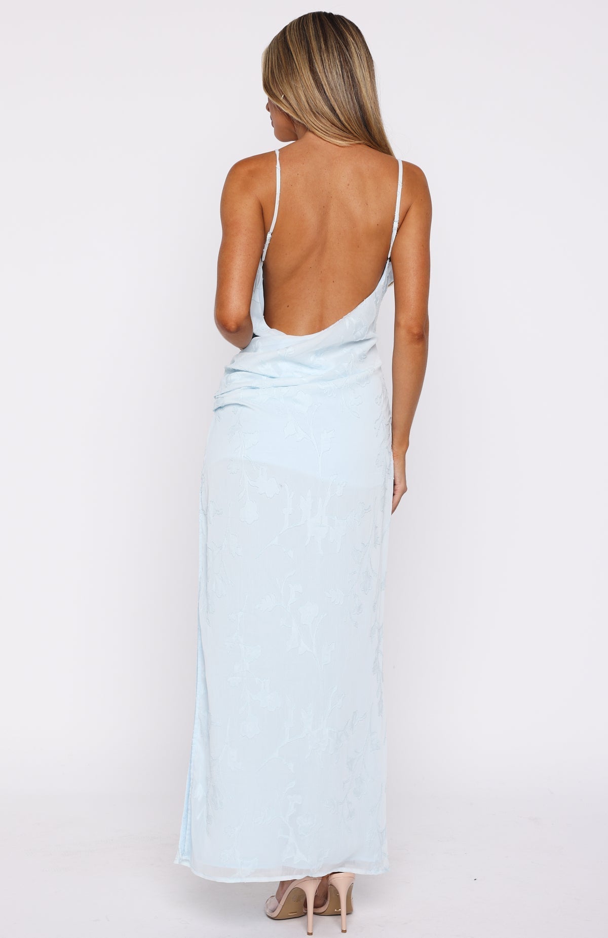 White Fox Soft But Sharp Maxi Dress Sky Blue