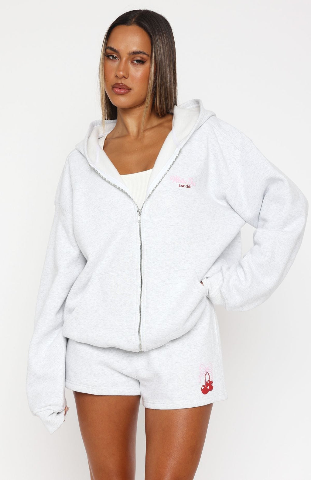 White Fox Fell So Hard Lounge Shorts Grey Marle