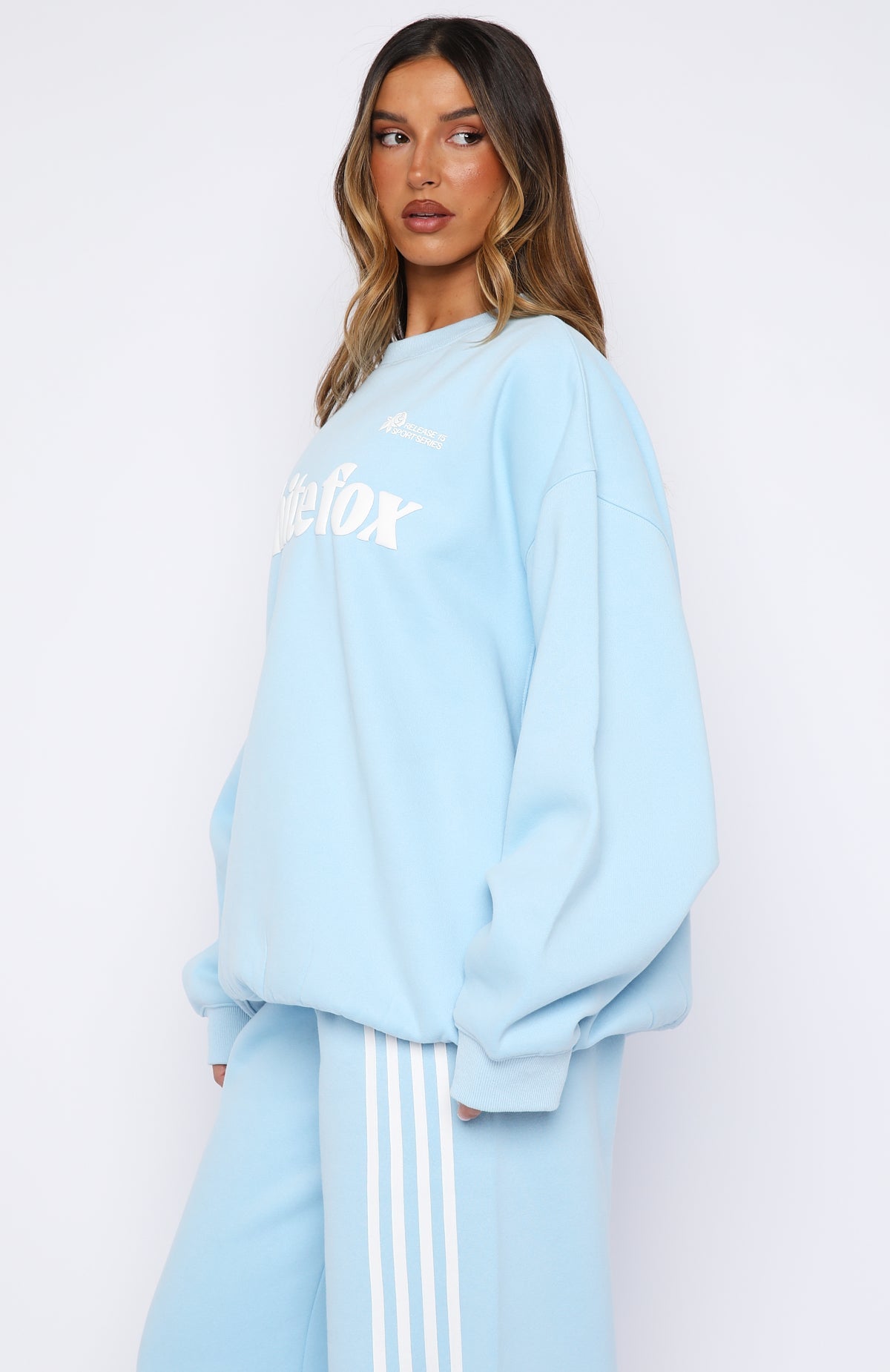 White Fox Release 15 Janie Oversized Drop Shoulder Sweater Blue