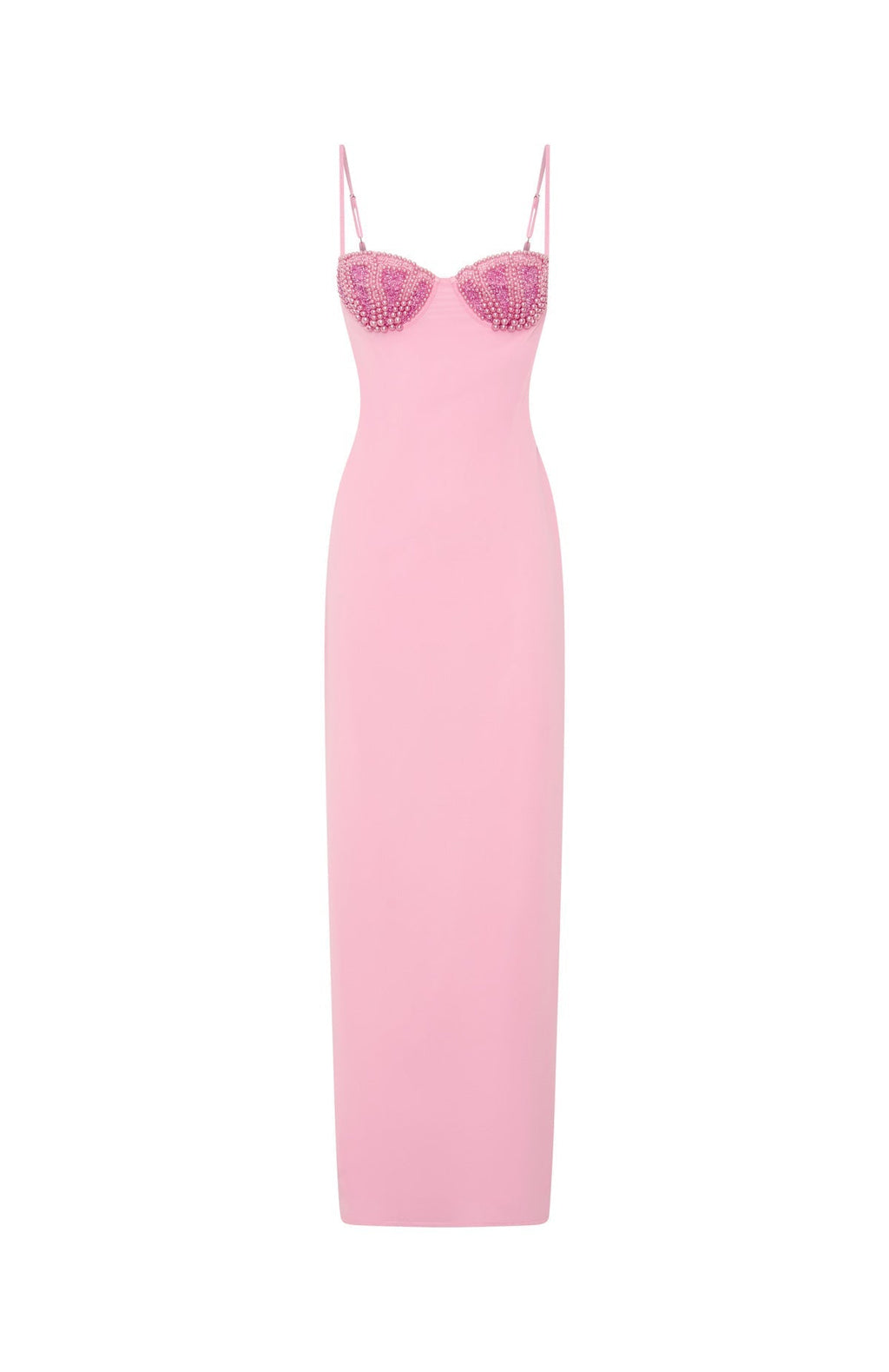 White Fox Motel Mermaid Beaded Maxi Dress Candy Pink