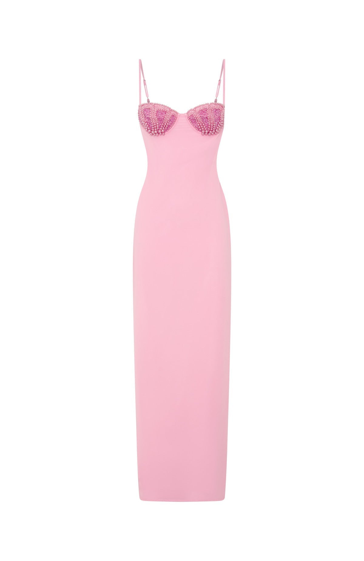 White Fox Motel Mermaid Beaded Maxi Dress Candy Pink
