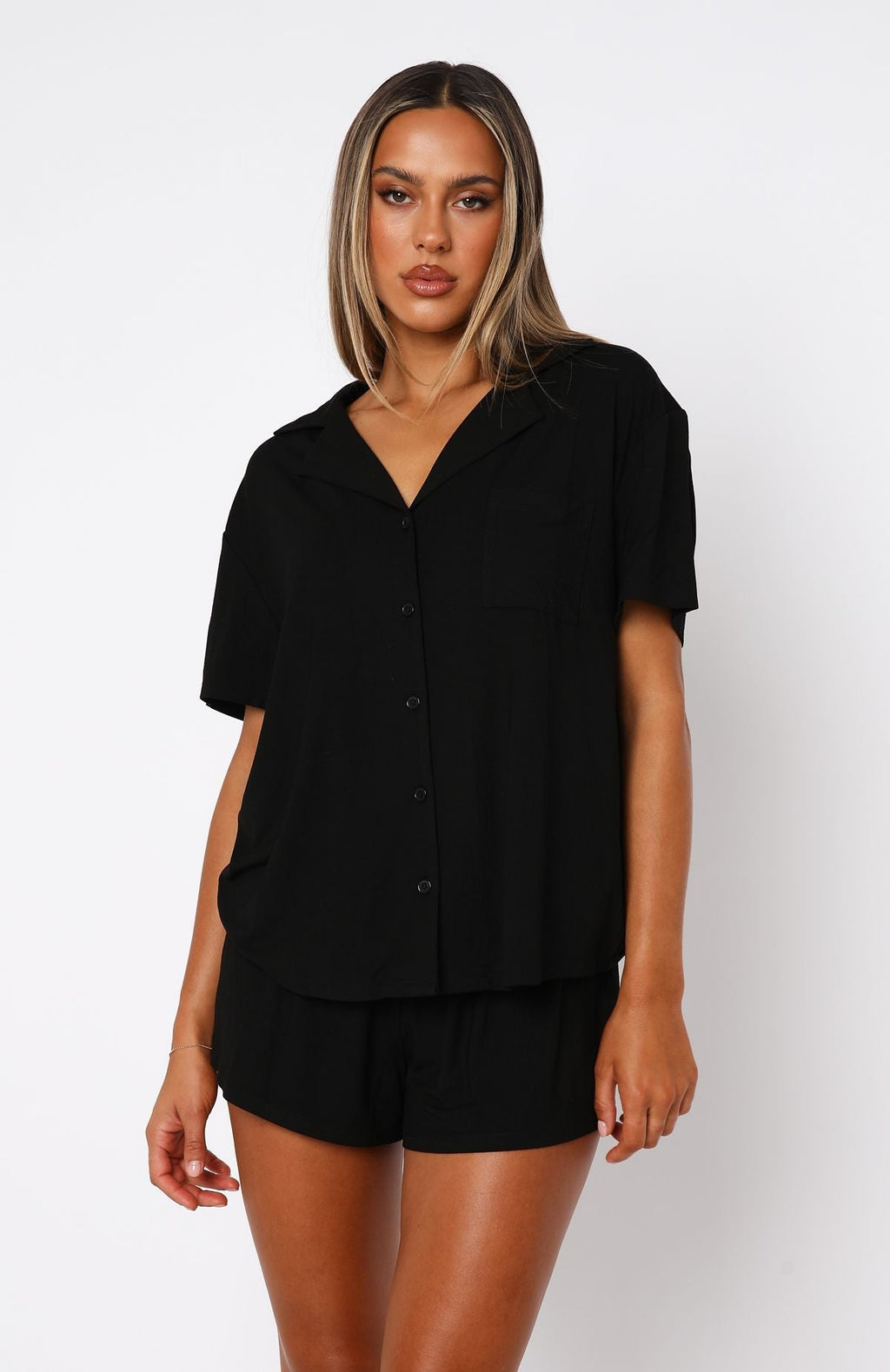 White Fox Dreamscape Pyjama Set Black